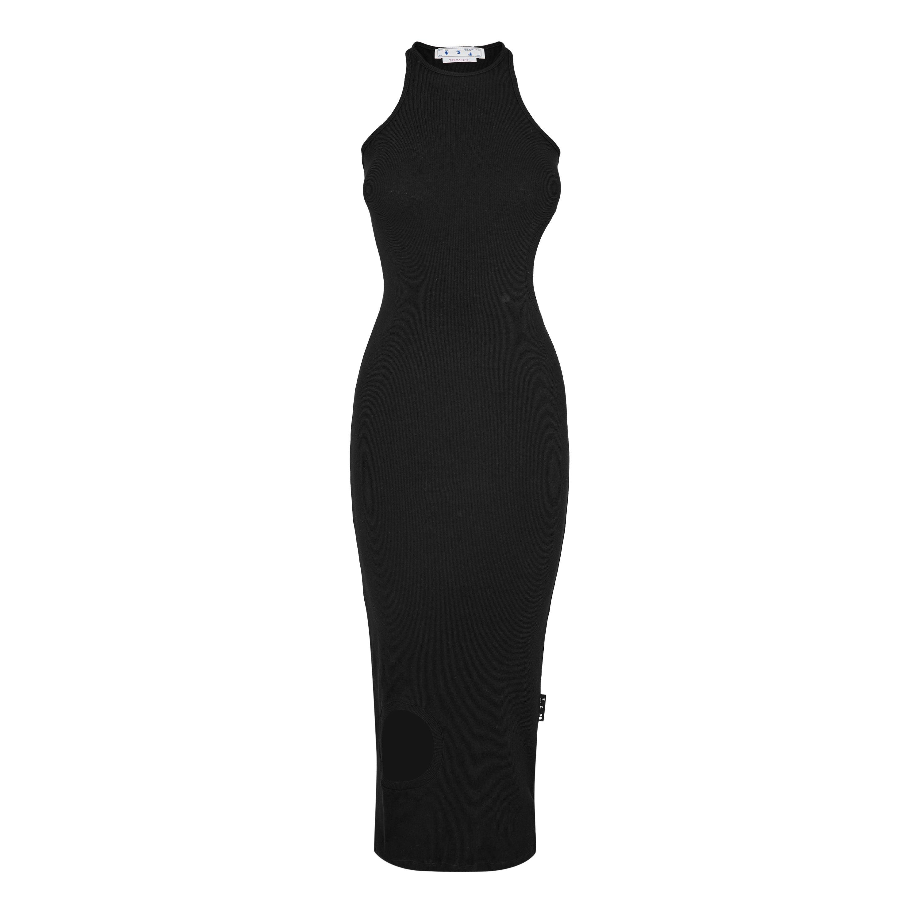 Black - Off White - Women's Meteor Ribbed Circular Cutout Maxi Dress - 1