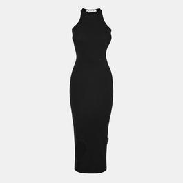 Off White Women's Ribbed Dress with Bold Round Cutout