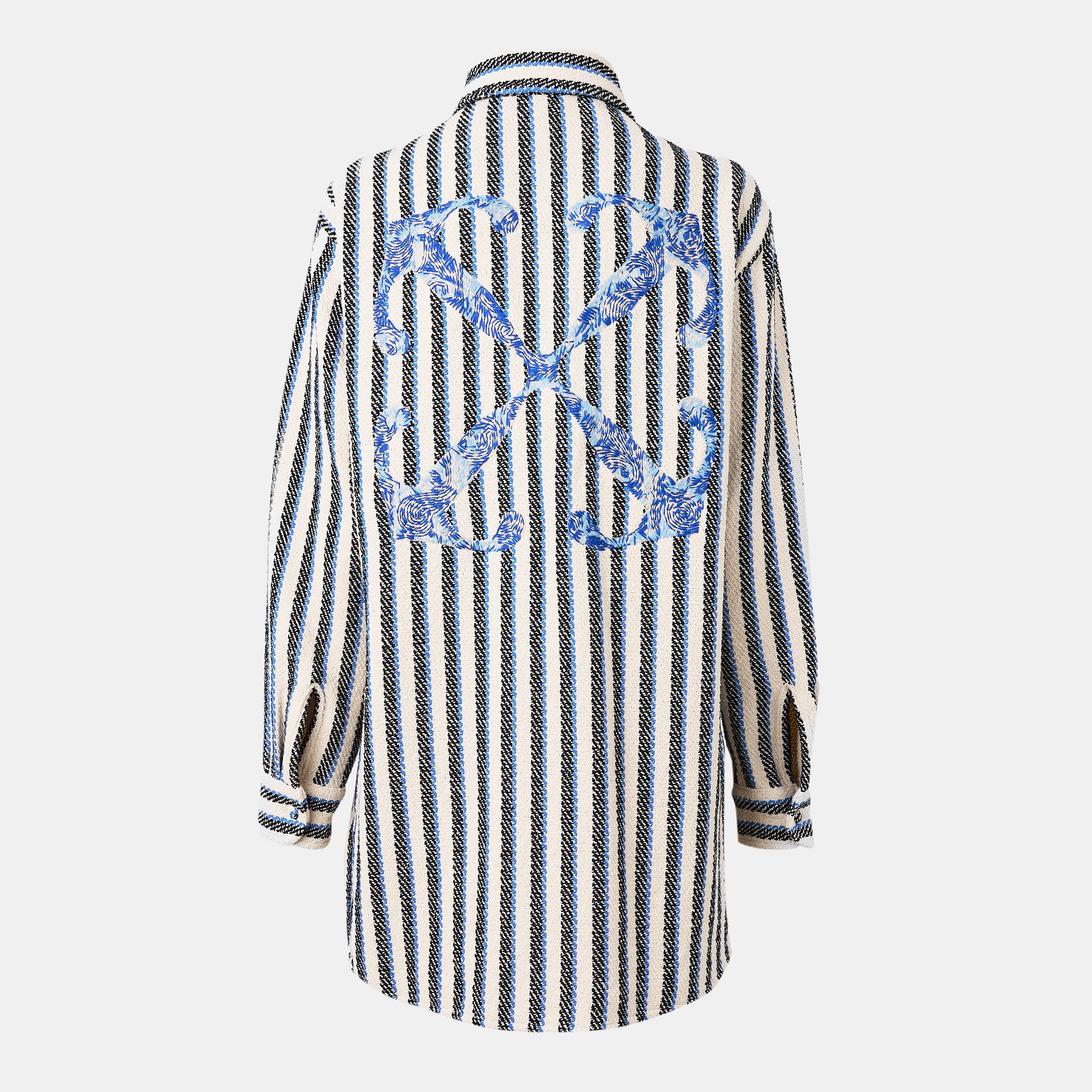 Blue/Beige - Off White - Women's Maxi Dress - 2