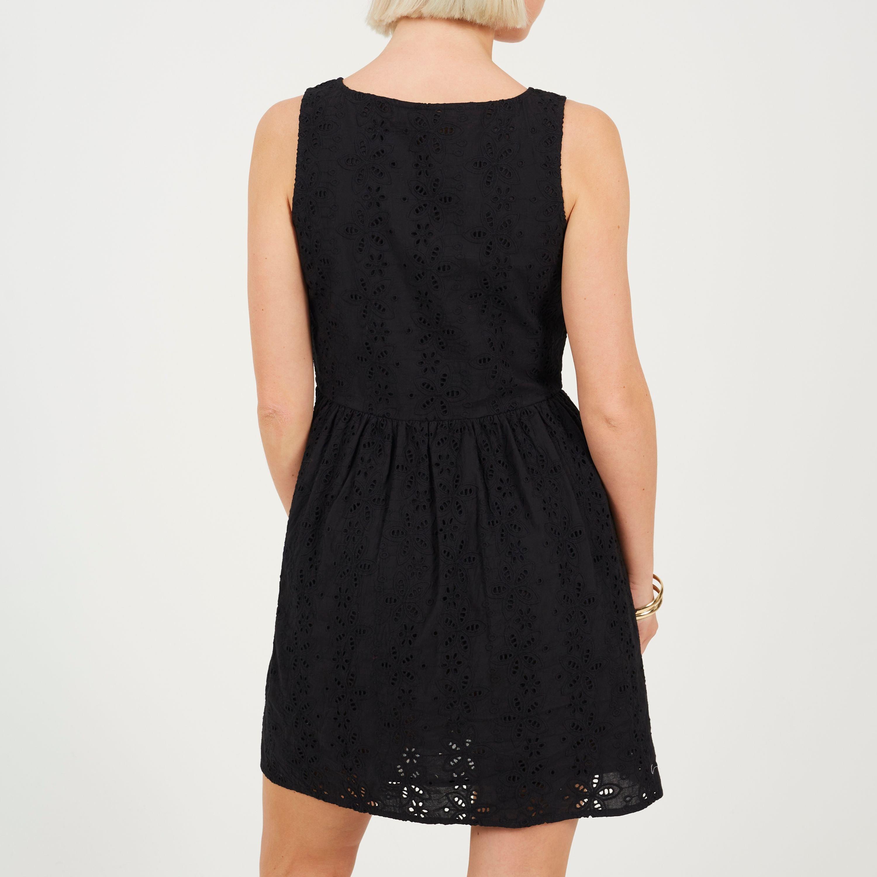 Zwart - Brave Soul - BS Broiderie Mini Dress with Button Fastening - 2