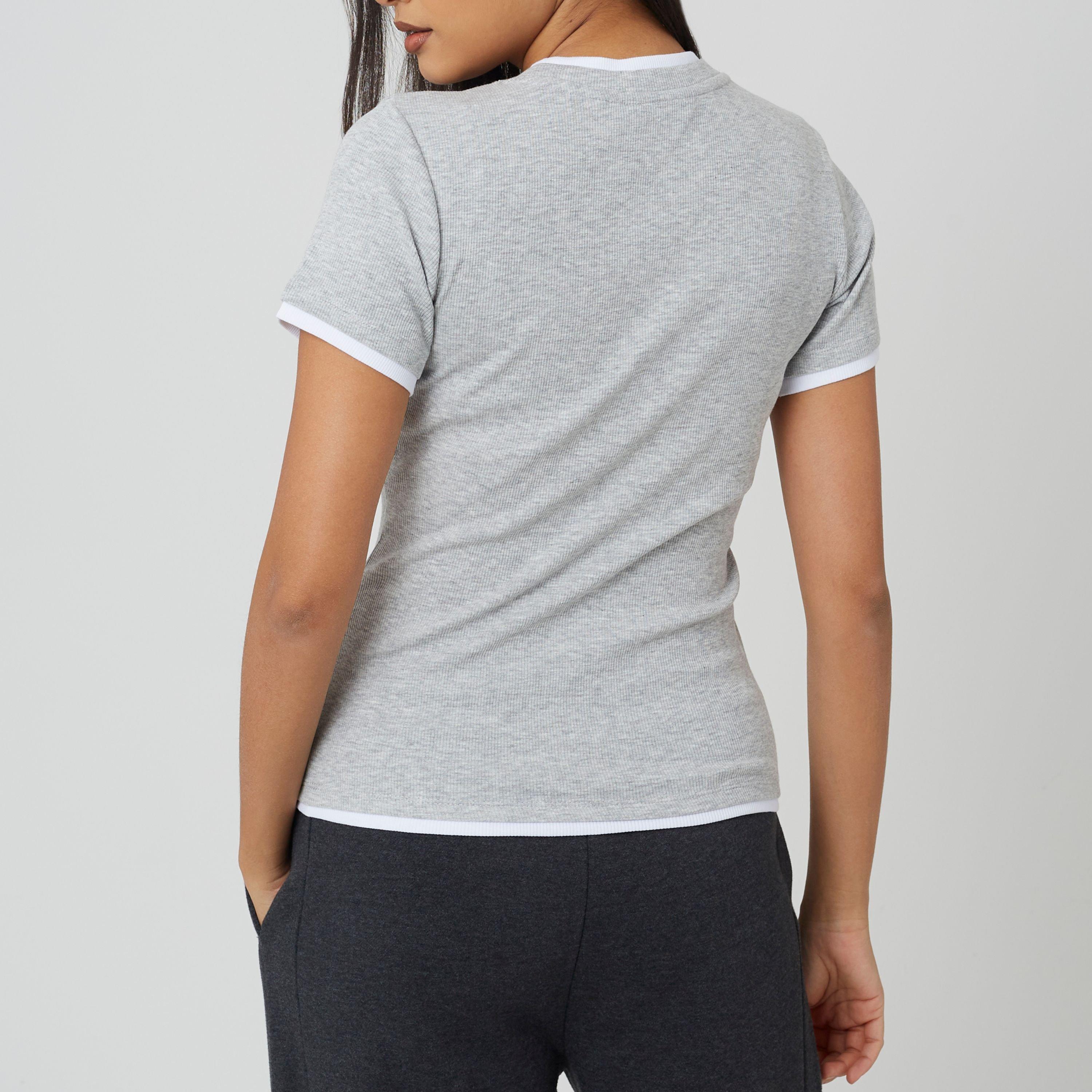 Gris/Blanc - Brave Soul - BS Womens Double Layer Effect T-shirt - 2