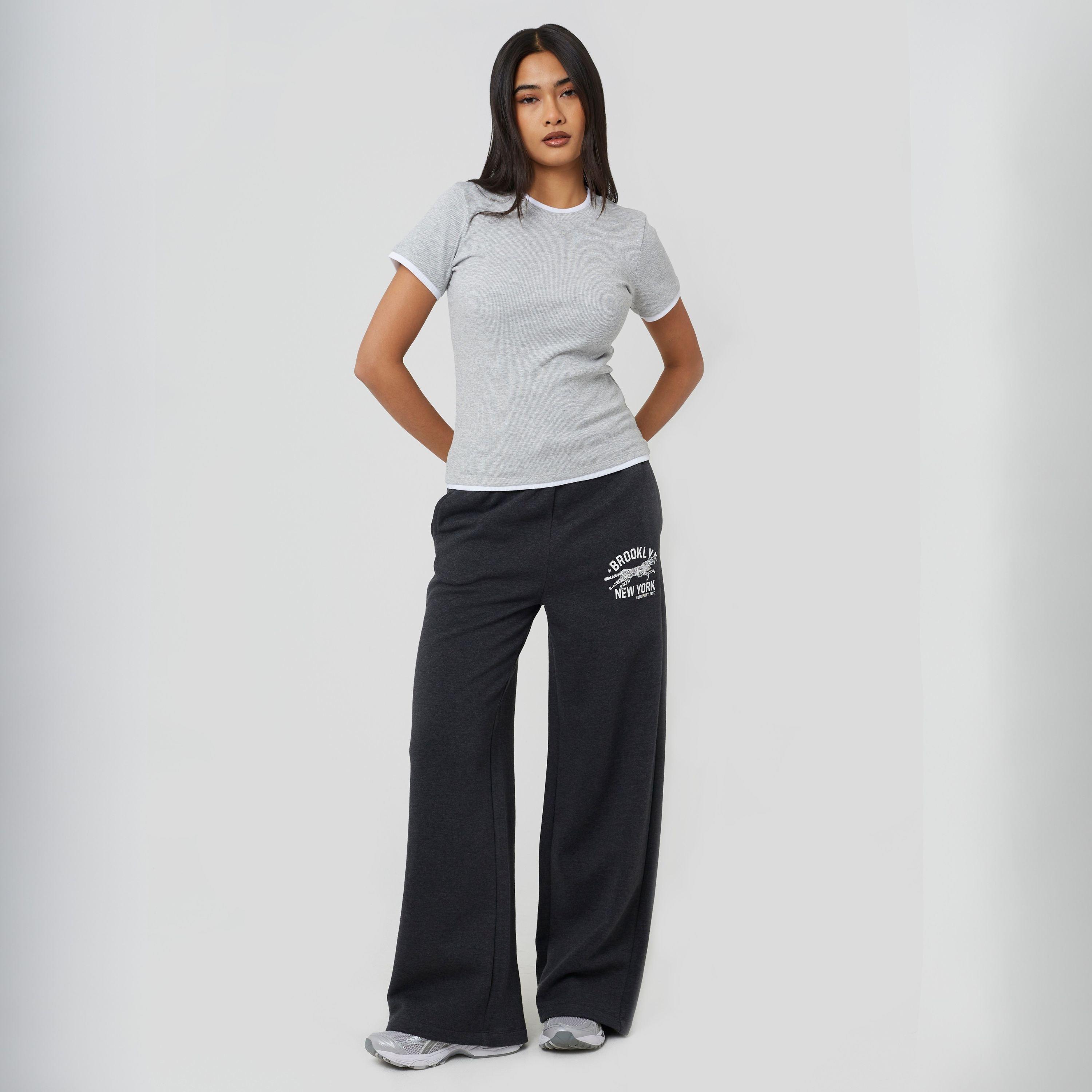 Gris/Blanc - Brave Soul - BS Womens Double Layer Effect T-shirt - 4