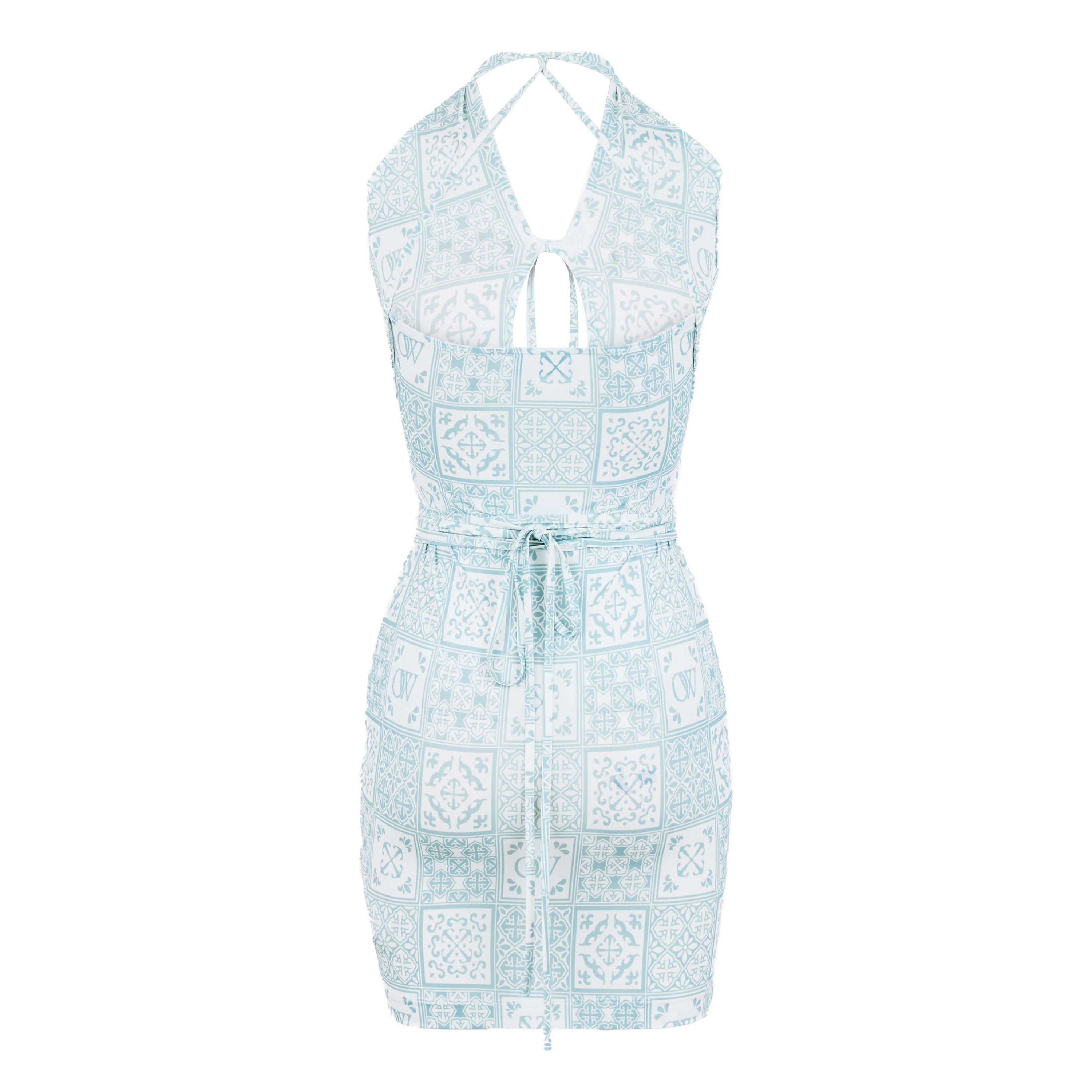 Blue/White - Off White - Women's - Long Contemporary Maxi Dress - 2