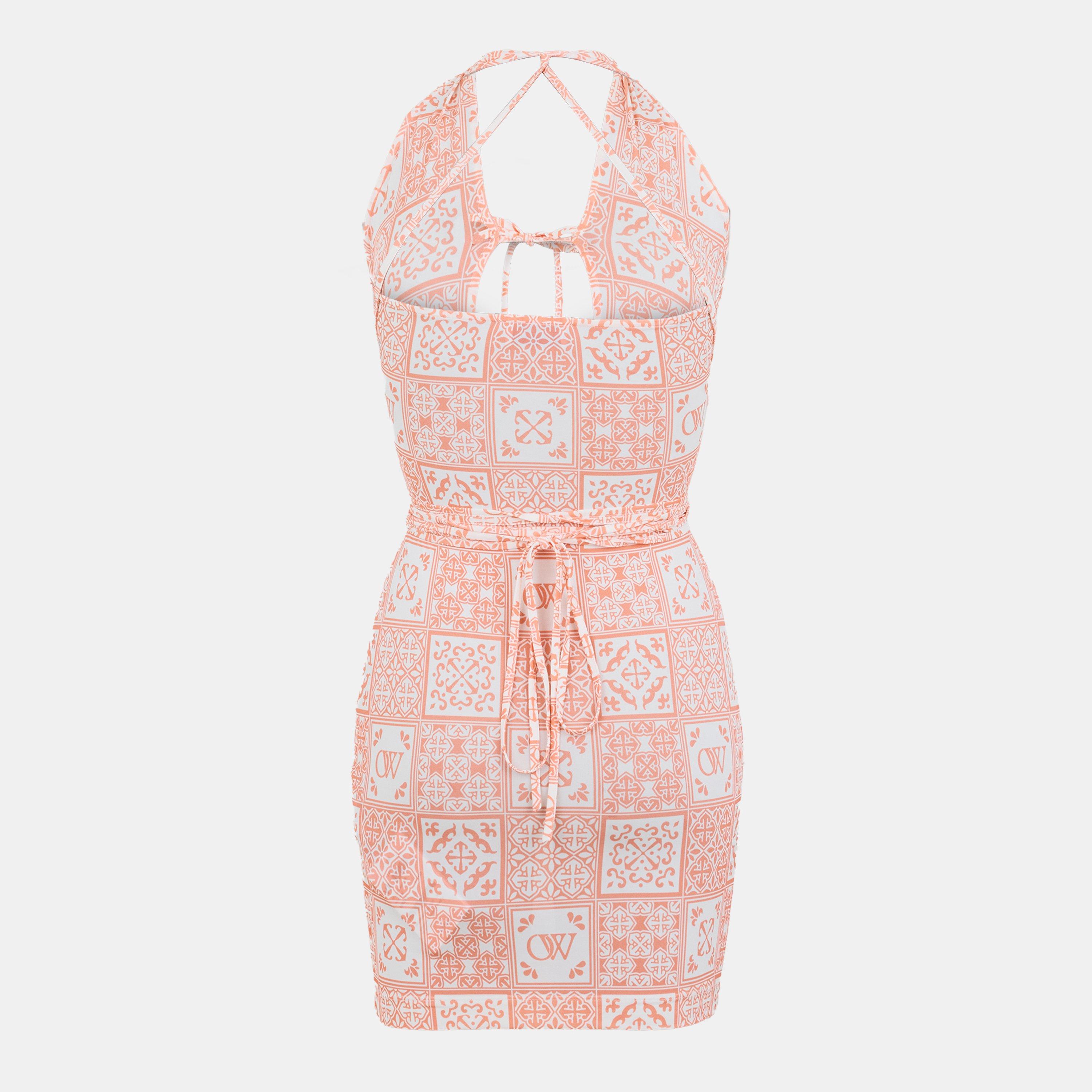 Pink/White - Off White - Women's Maxi Dress - 2