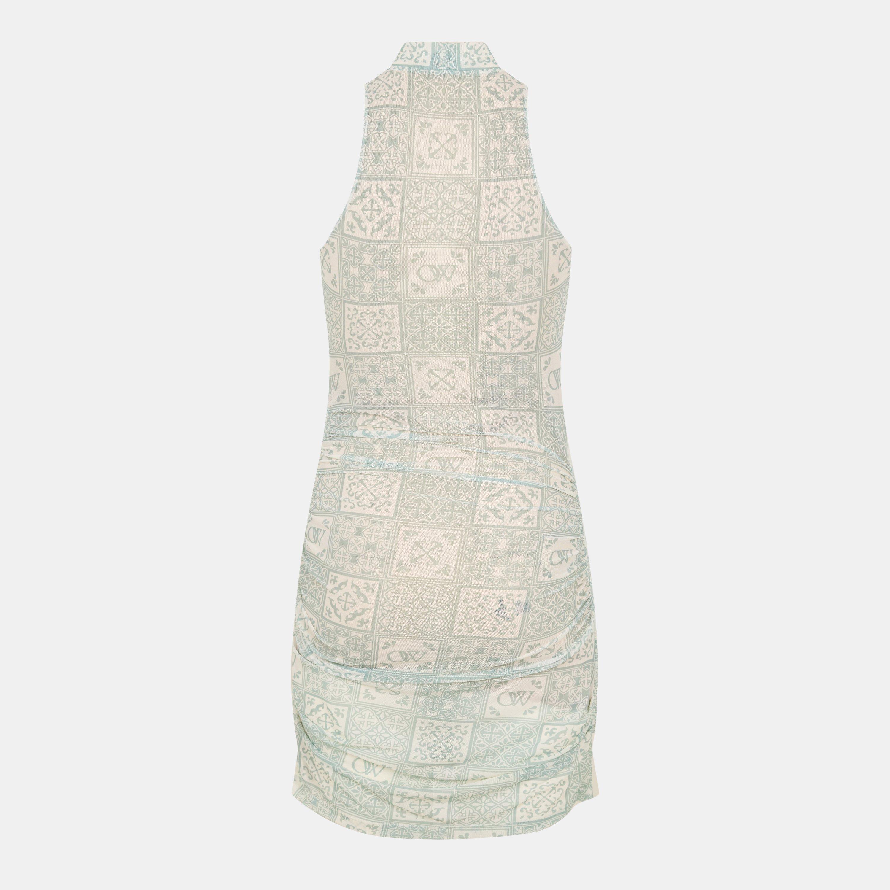 Blue/White - Off White - Women's - Floor-Length Maxi Dress - 2