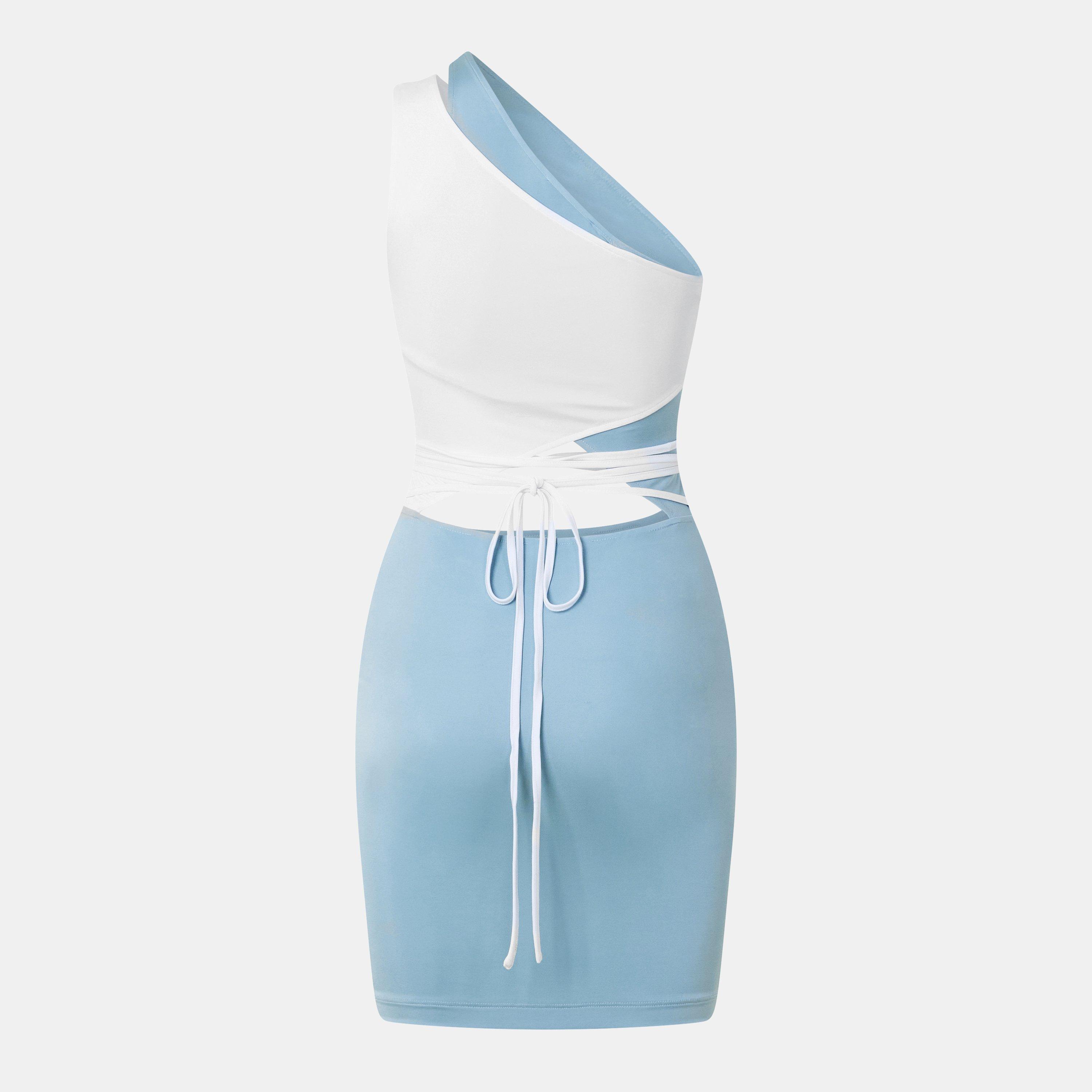 Light Blue - Off White - Women's Maxi Dress - 2