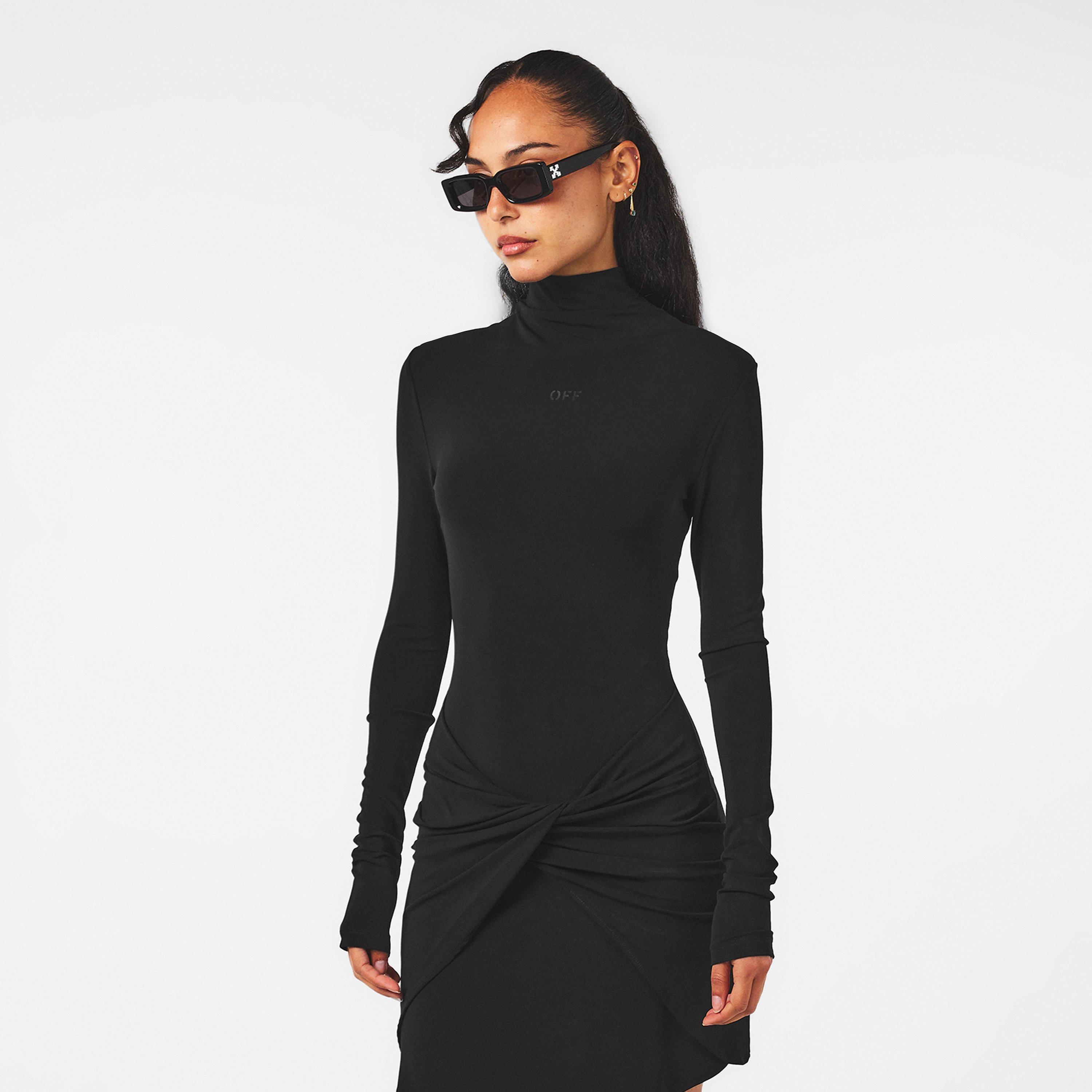 Black - Off White - Women's Maxi Dress - 3