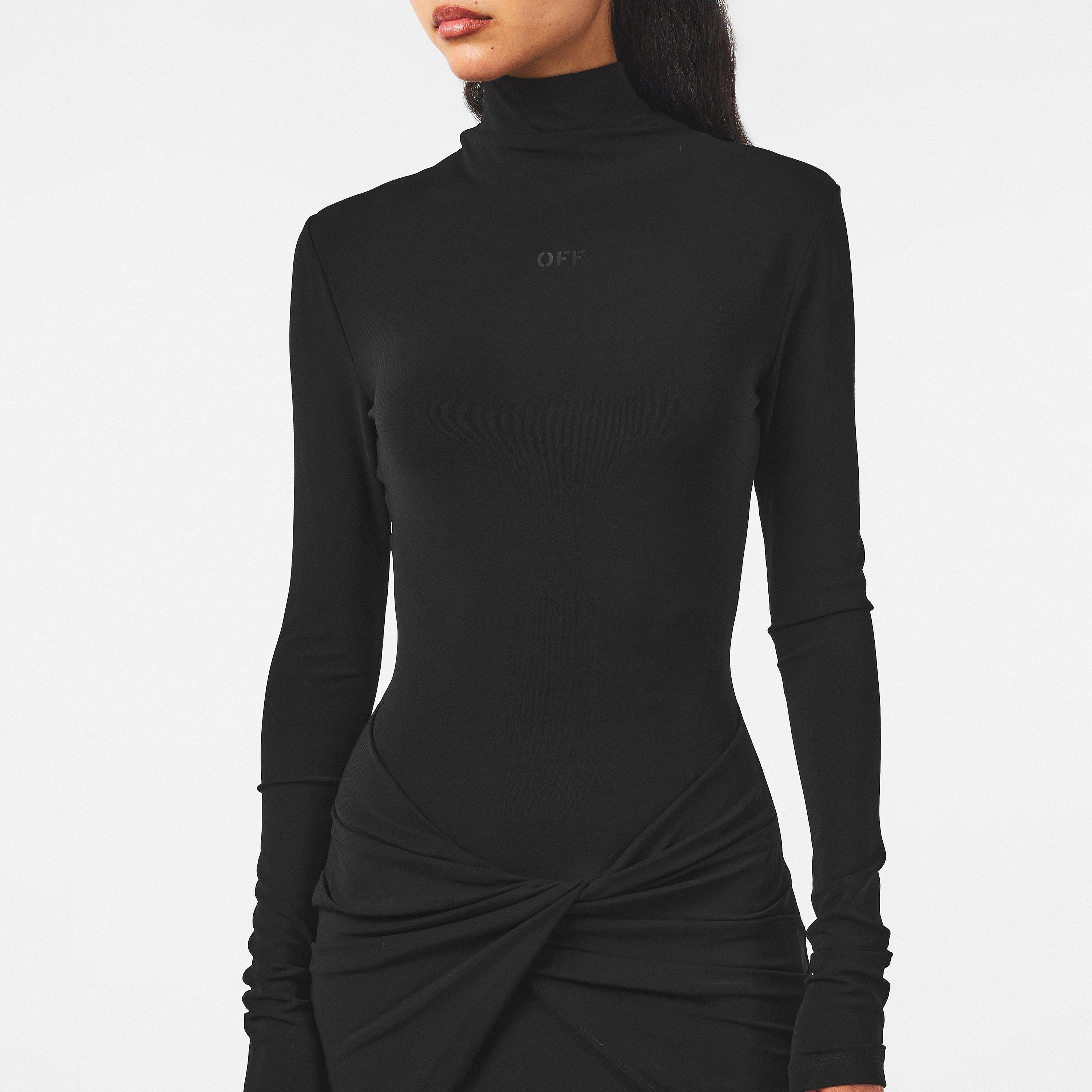 Black - Off White - Women's Maxi Dress - 5