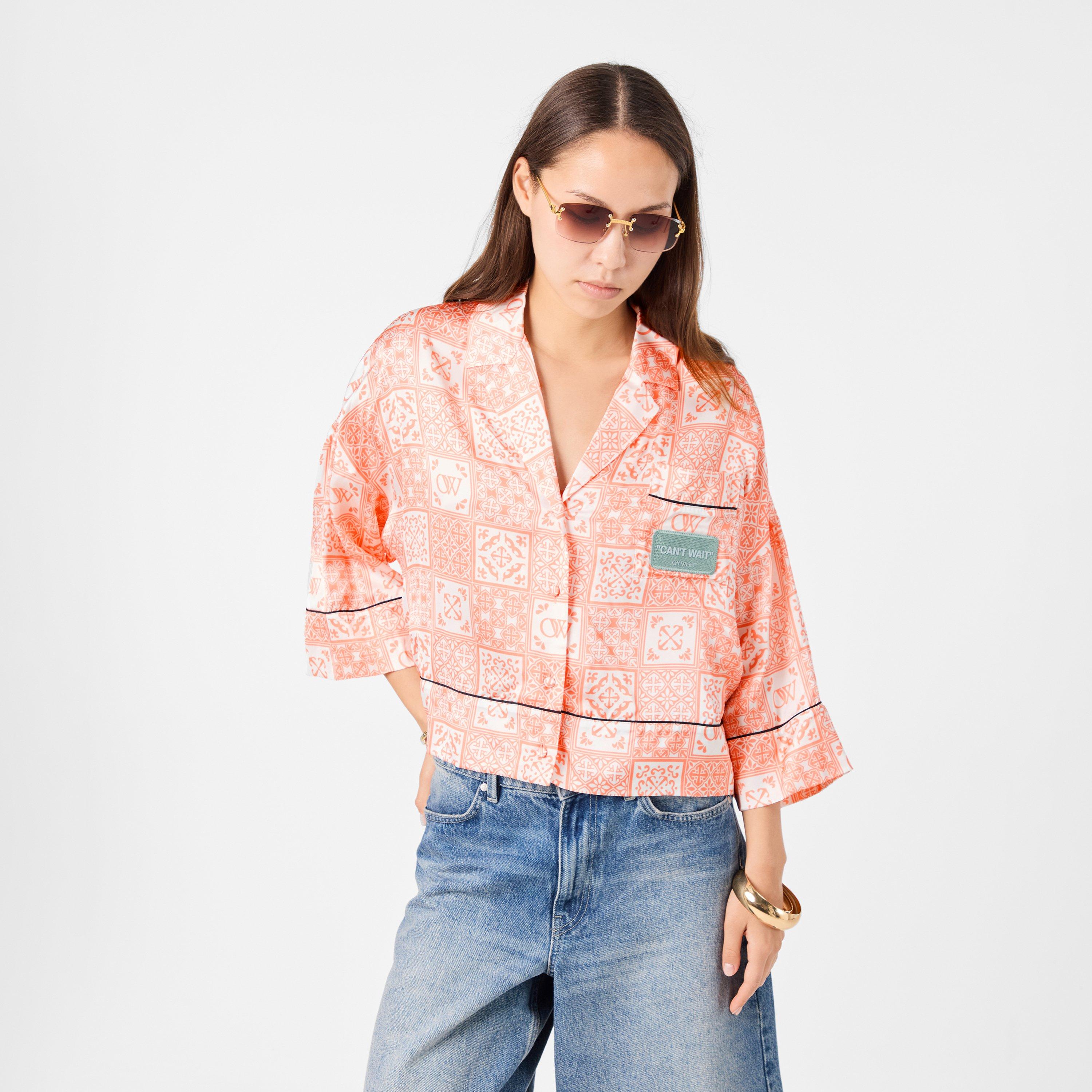 Pink/White - Off White - Women's Short-Sleeve Shirt - 3