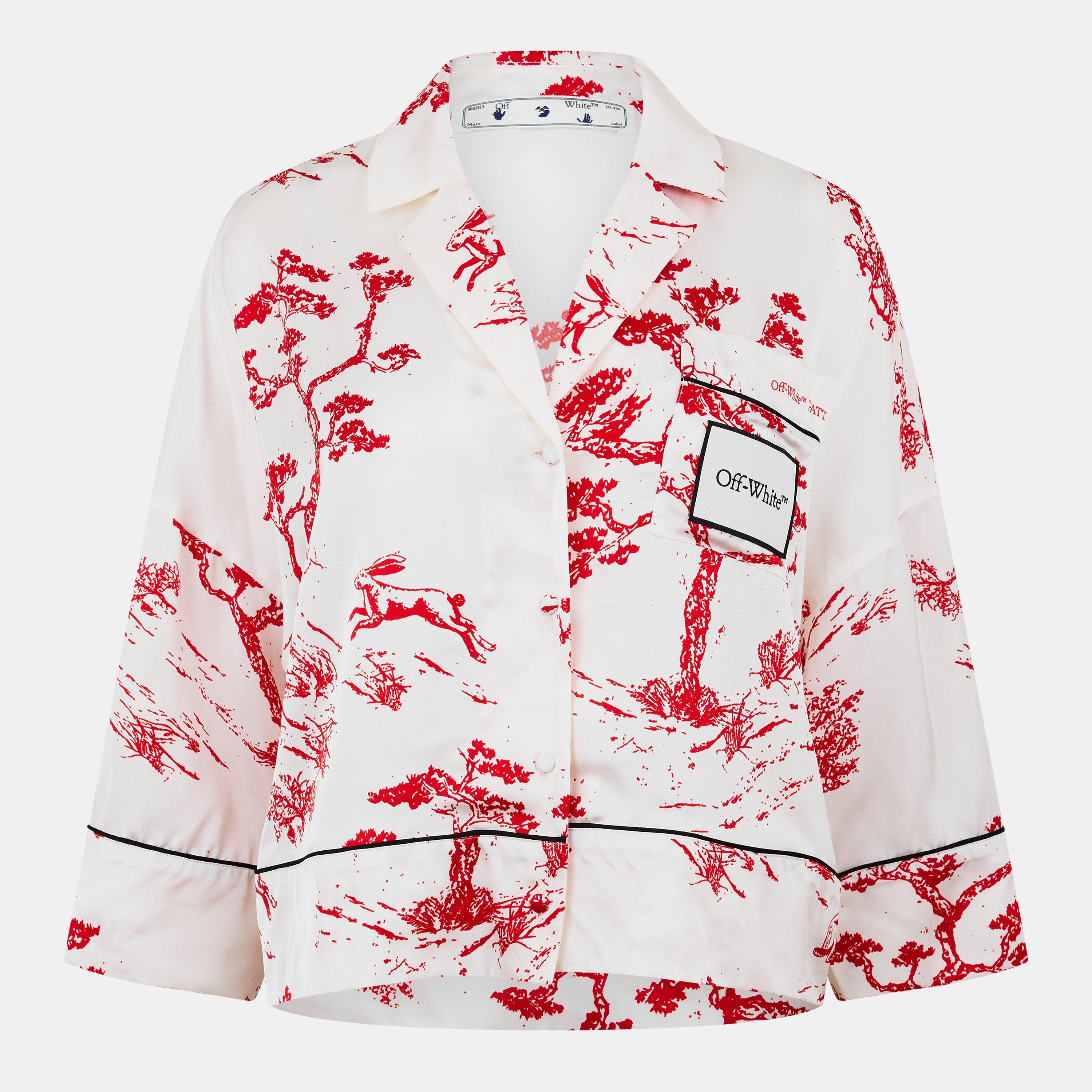 White/Red - Off White - Women's Short Sleeve Plain Shirt - 1