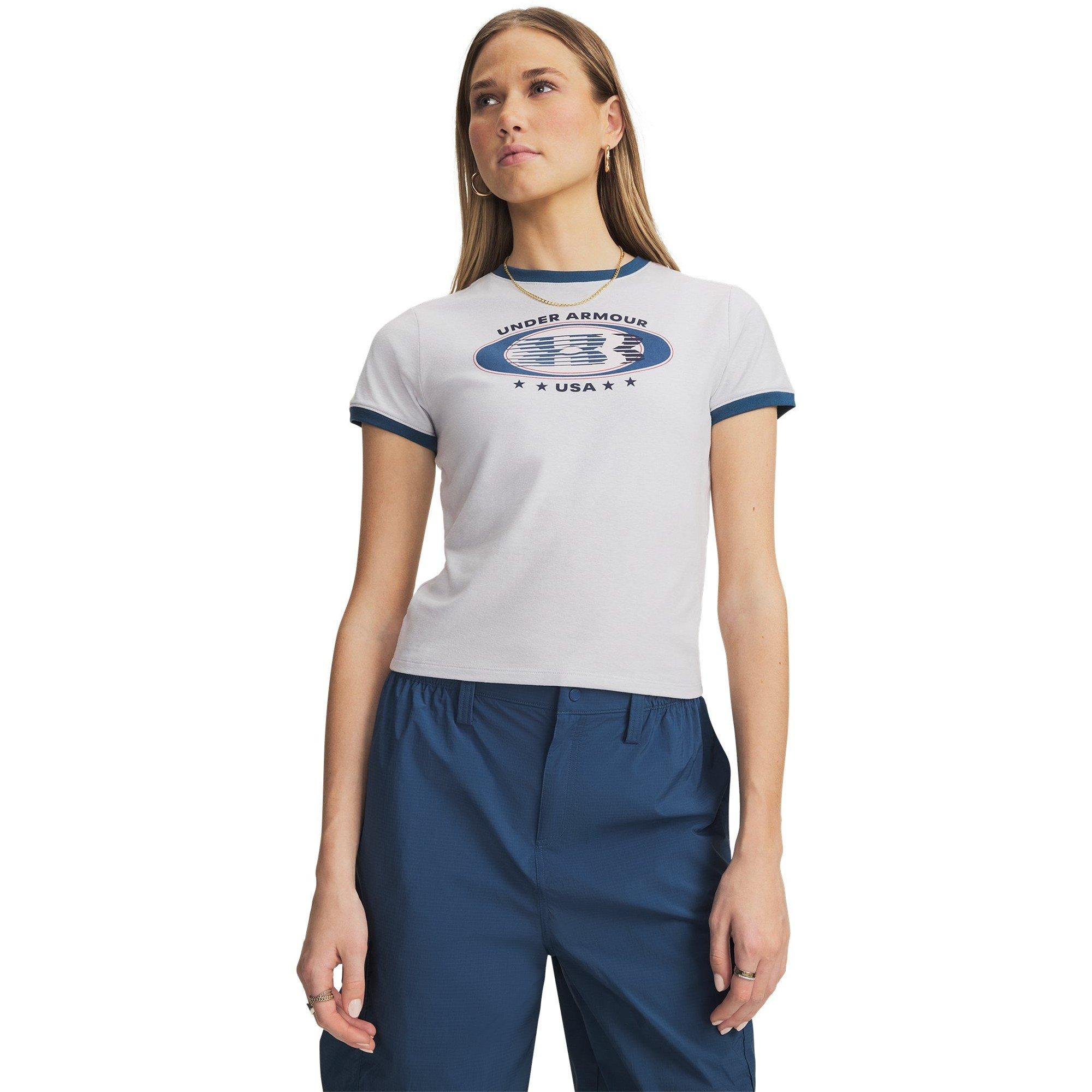 Grey/Blue - Under Armour - Womens Ringer Grx T-Shirt - 1