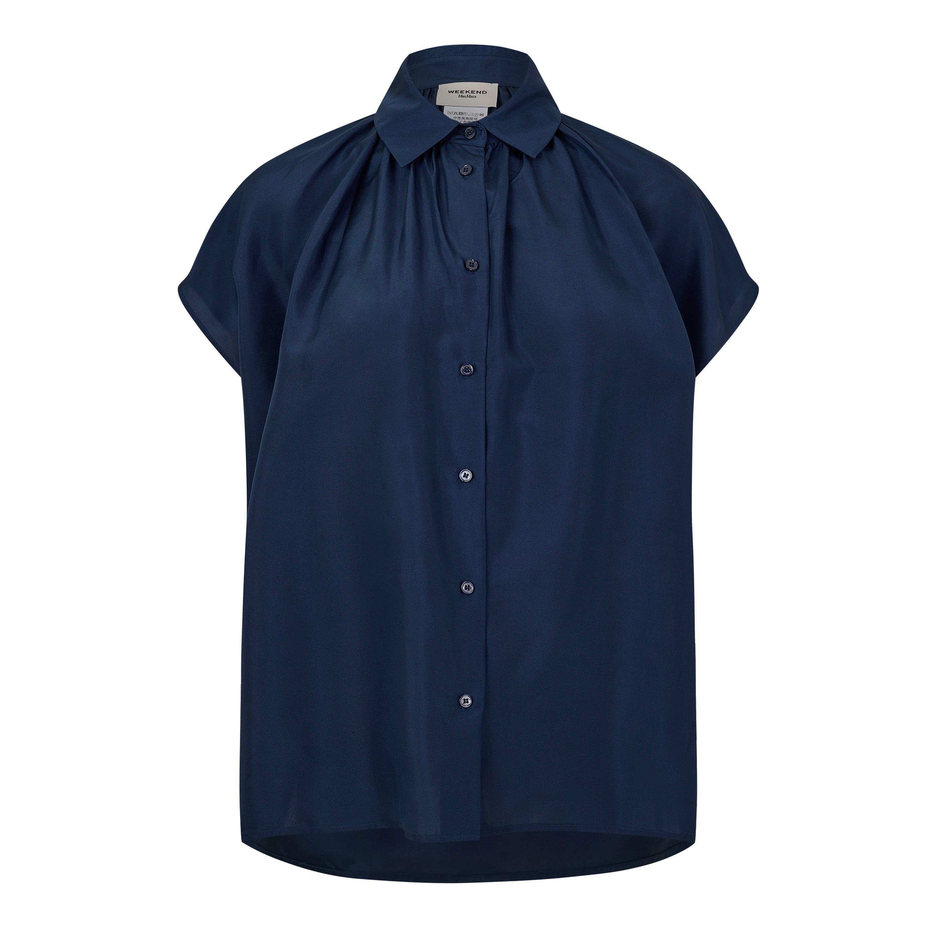 Weekend Max Mara Women's Weekend Crine Long Sleeve Shirt - Navy - Size 12 (M)