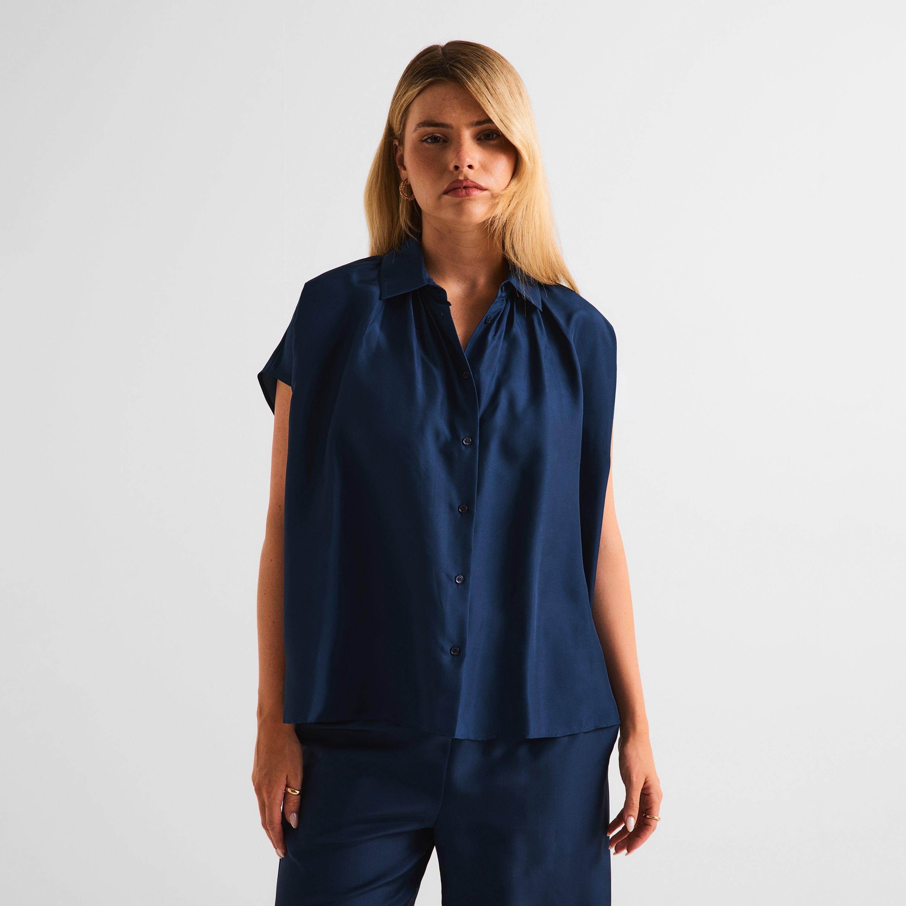 Navy - Weekend Max Mara - Women's Weekend Crine Long Sleeve Shirt - 3