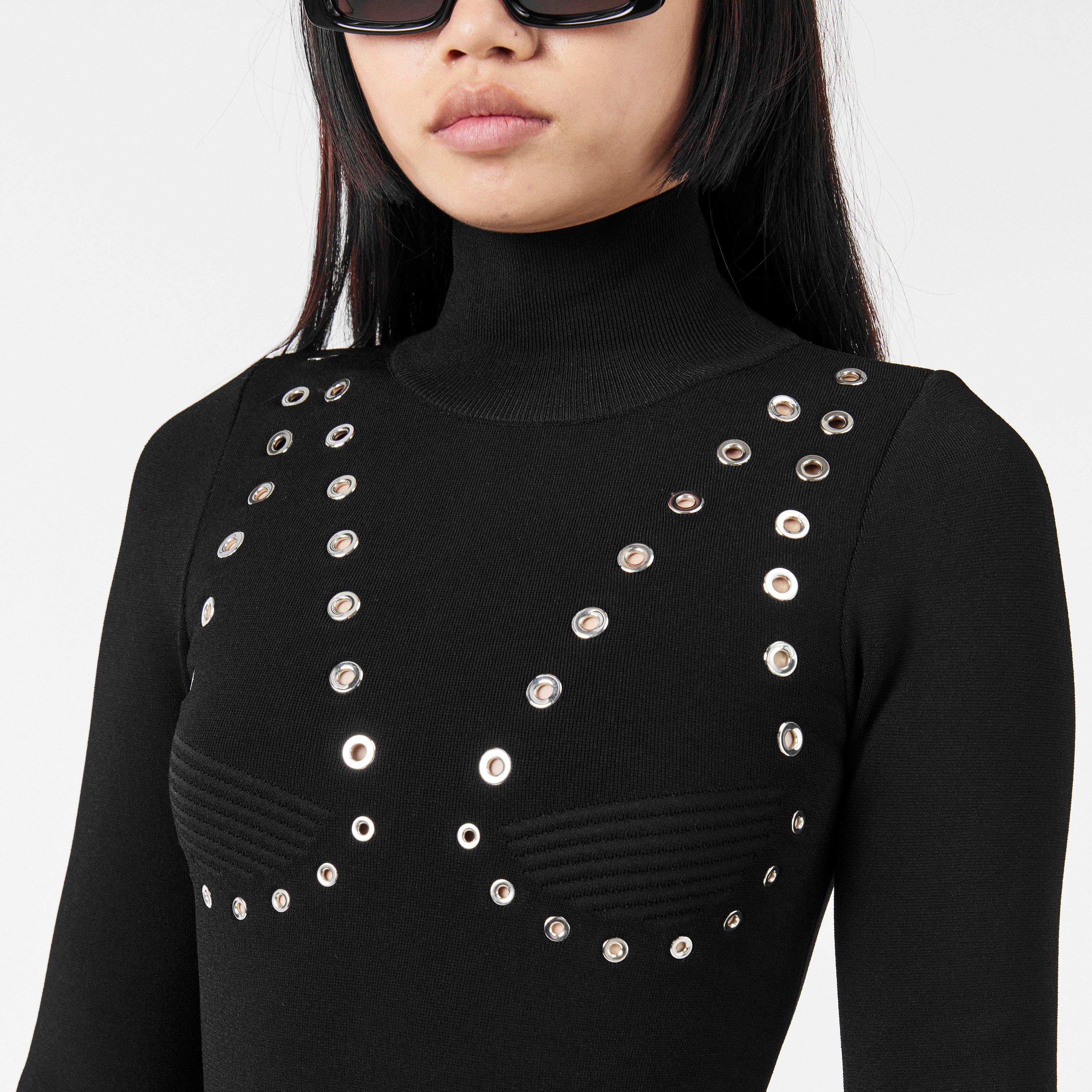 Black - Off White - Women's Maxi Dress - 5