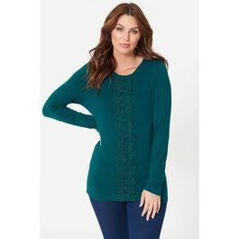 Be You Ladies Crochet Trim Long Sleeve Top