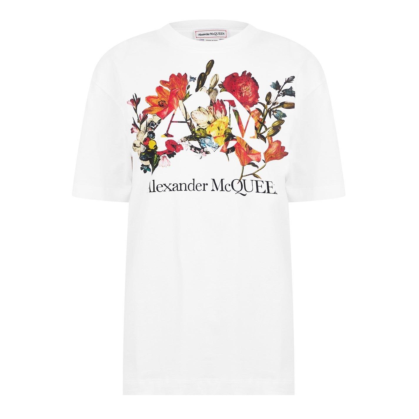 【24SS NEW】Alexander mcqueen / フローラル プリント Tシャツ Alexander McQueen | Dutch Flower Logo T-Shirt | Regular Fit