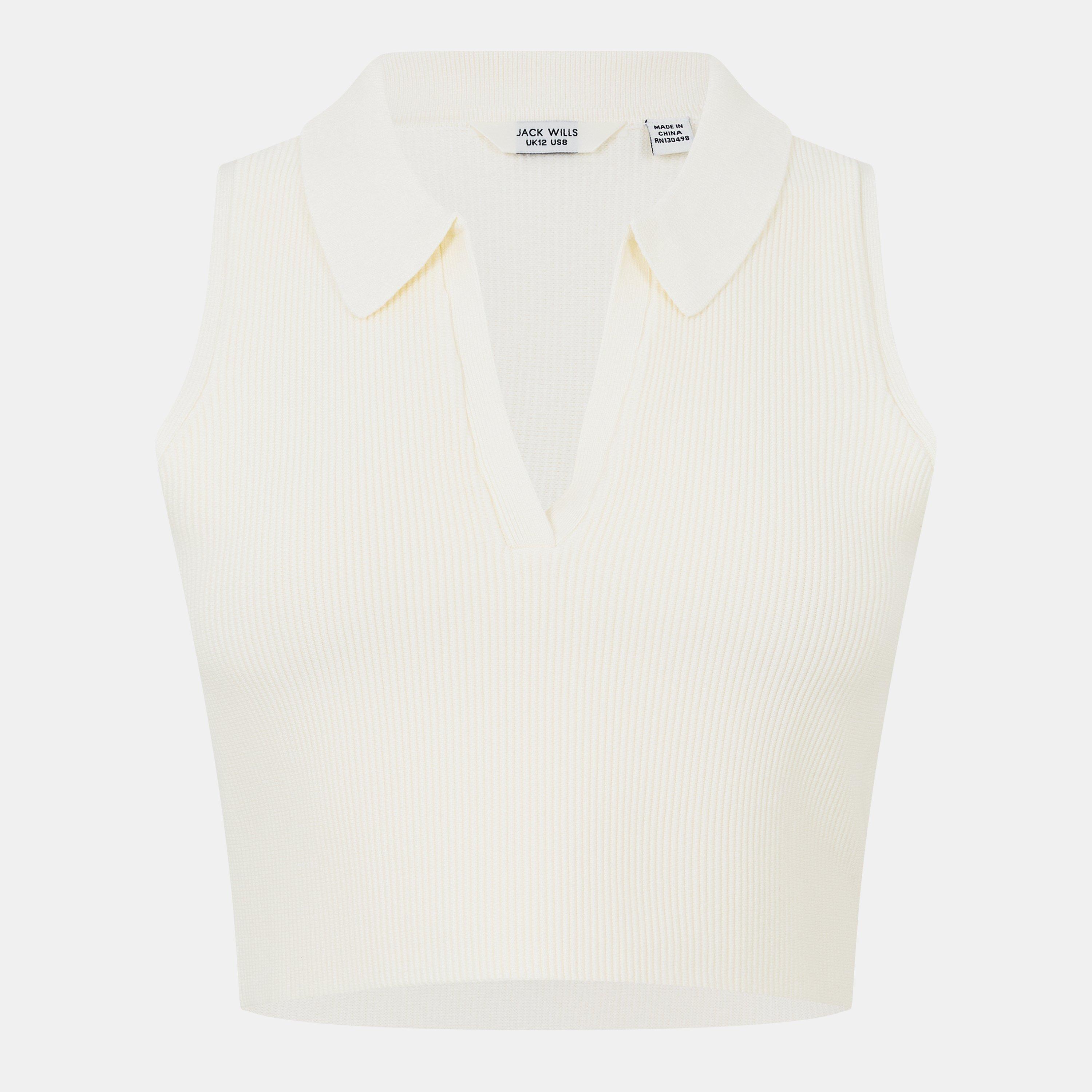 Vintage Weiß - Jack Wills - Knitted Polo Crop Top - 1