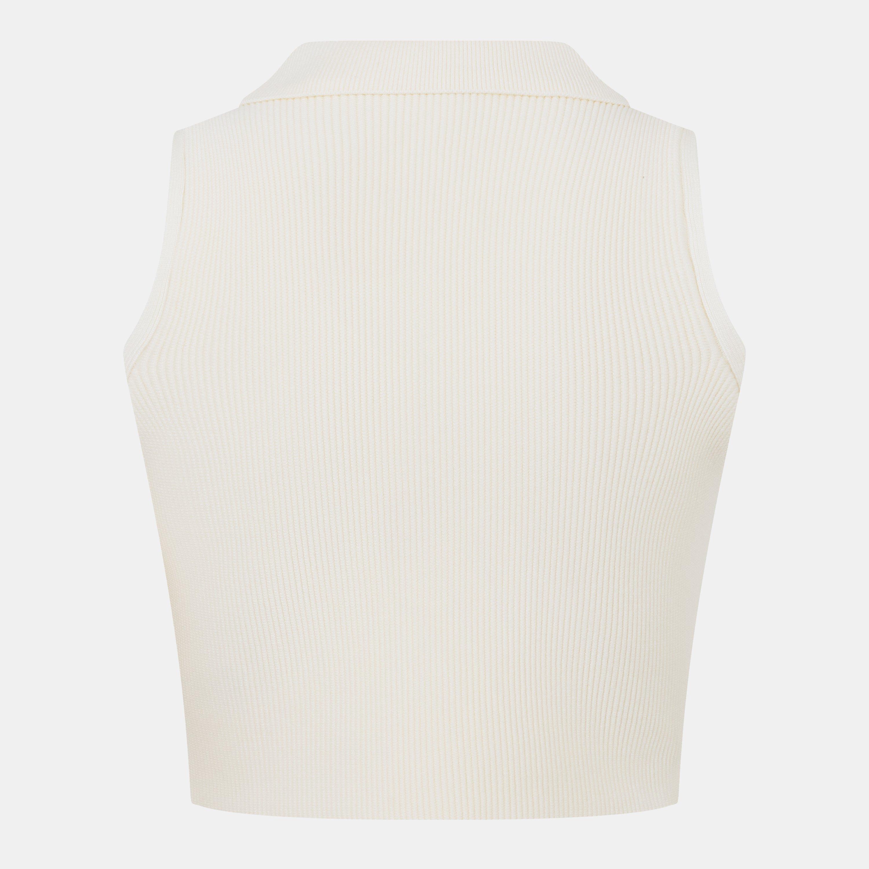 Vintage White - Jack Wills - Knitted Polo Crop Top - 2