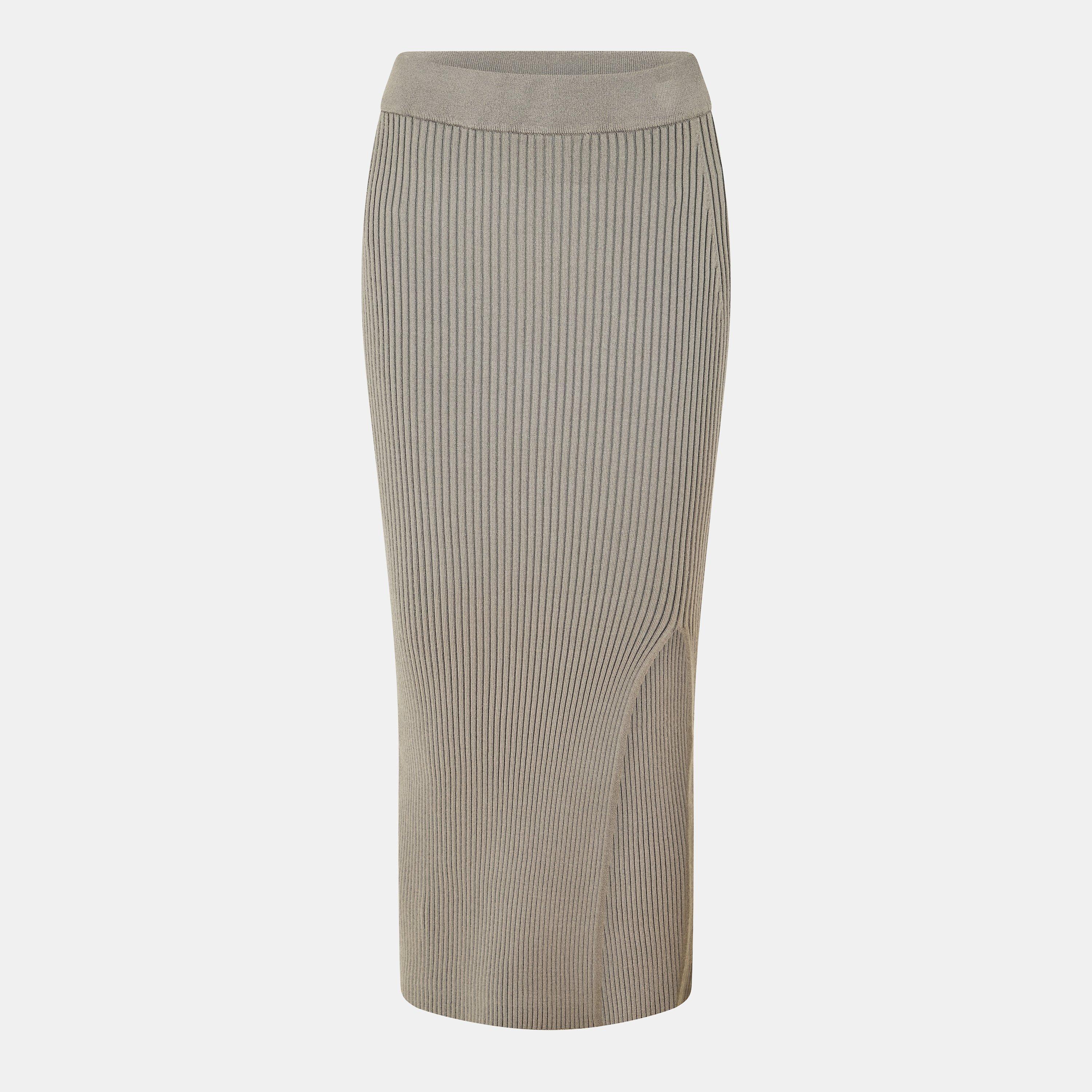 Jack Wills Women's Knitted Midi Skirt - Muted Khaki - 10 (S)