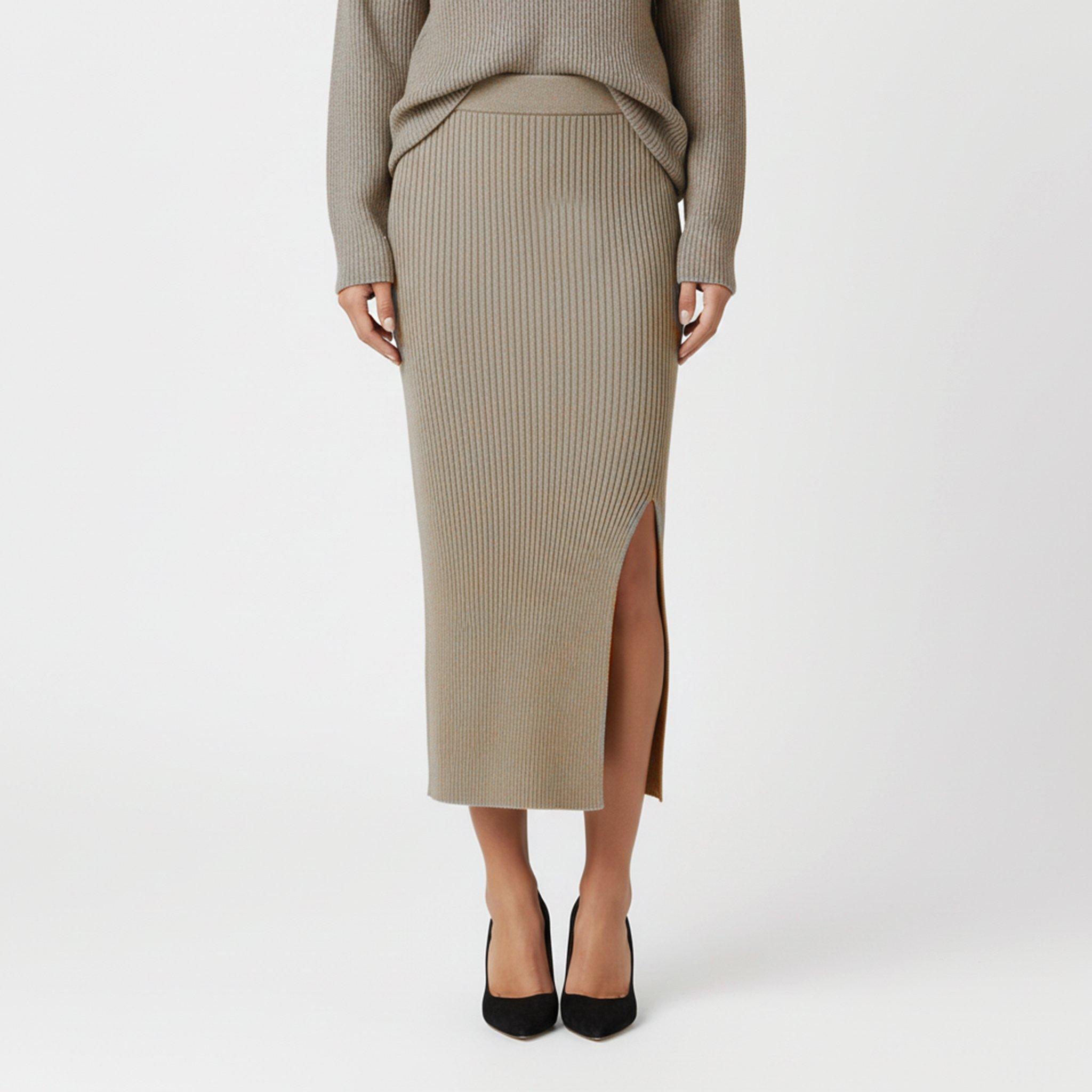 Muted Khaki - Jack Wills - Knitted Midi Skirt - 3