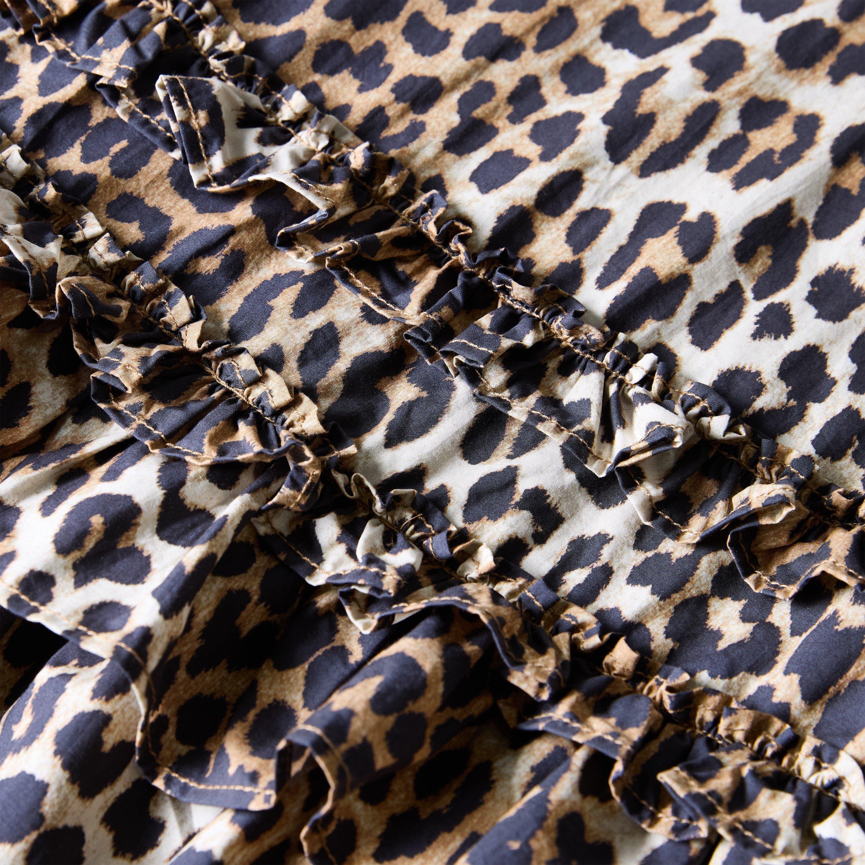 Leopard - Ganni - Women's Poplin U-Neck Mini Dress - 3