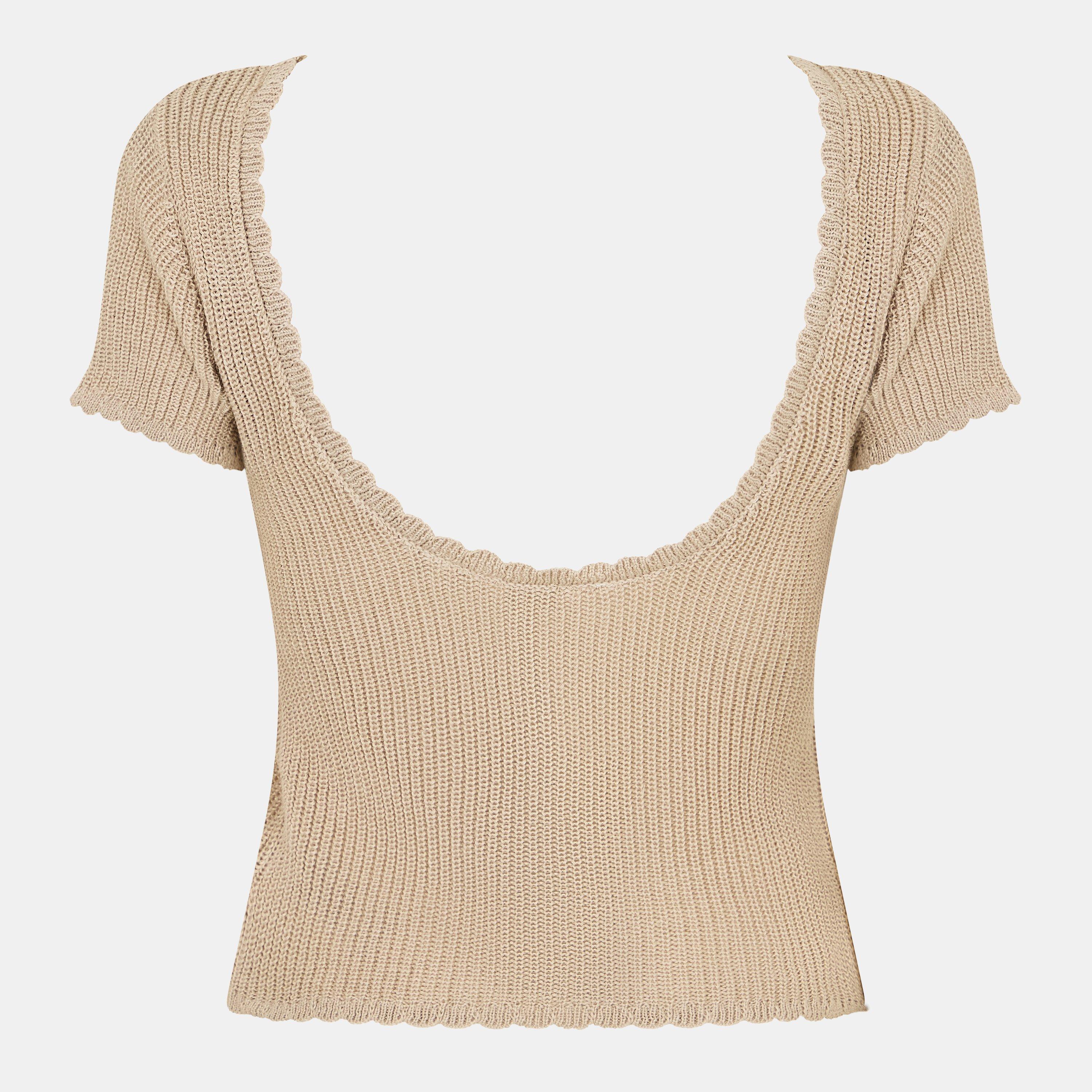 Stone - Jack Wills - Crochet Open Back Tee - 2