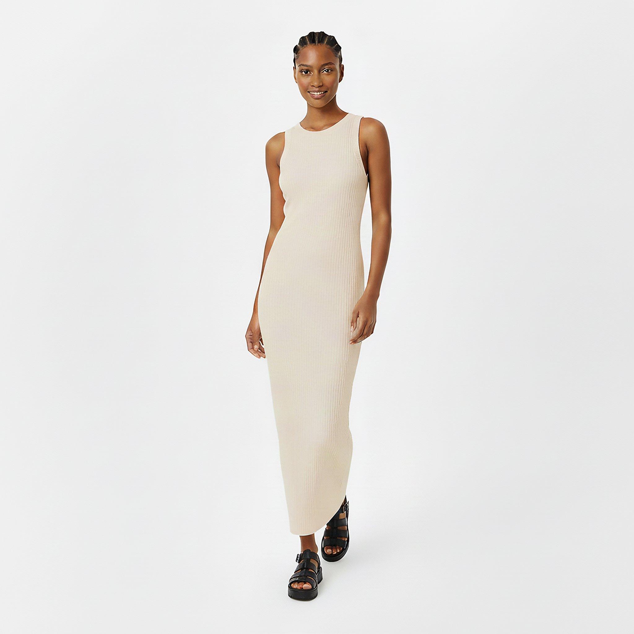 aje crescent knit midi dress Leandra Knit Midi Dress-METALLIC KHAKI / M main image 0