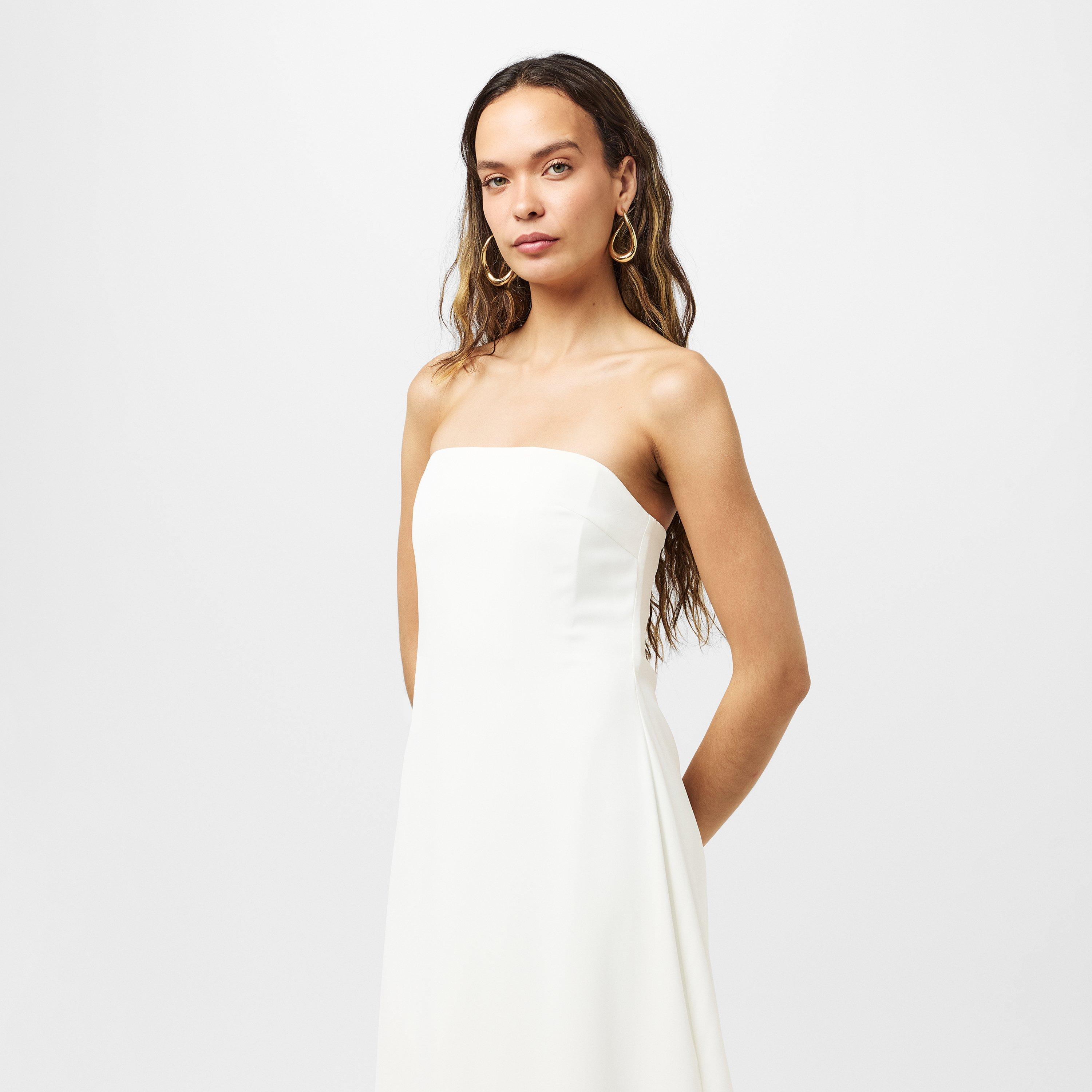 White - Odd Muse - Ultimate Muse Strapless Peplum Hem Midi Dress - 3