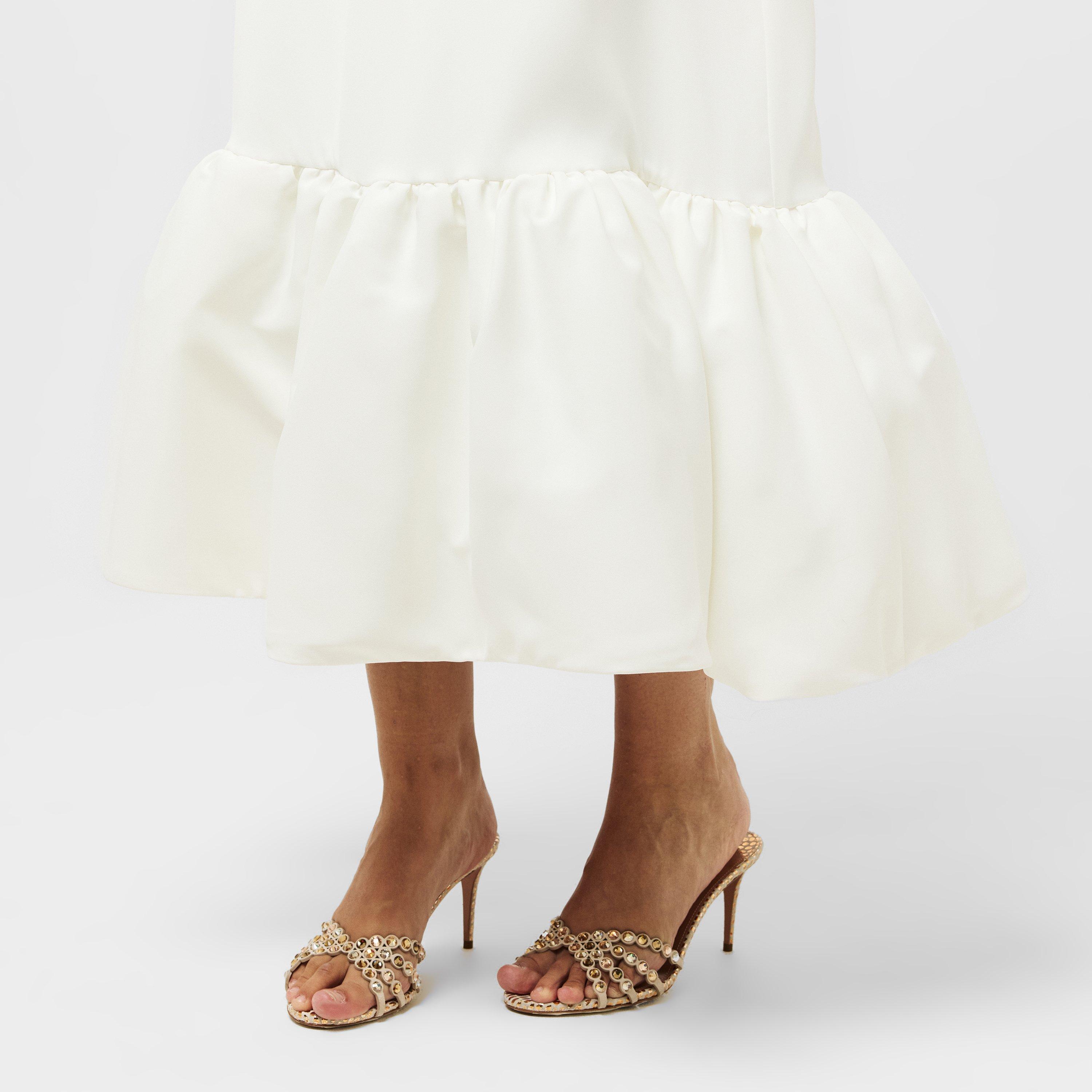 White - Odd Muse - Ultimate Muse Strapless Peplum Hem Midi Dress - 5
