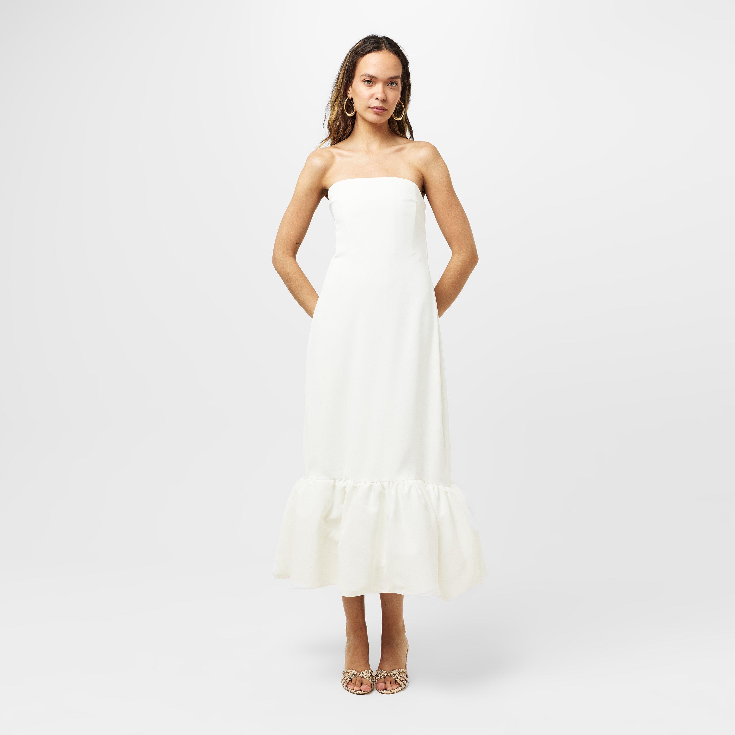 White - Odd Muse - Ultimate Muse Strapless Peplum Hem Midi Dress - 6