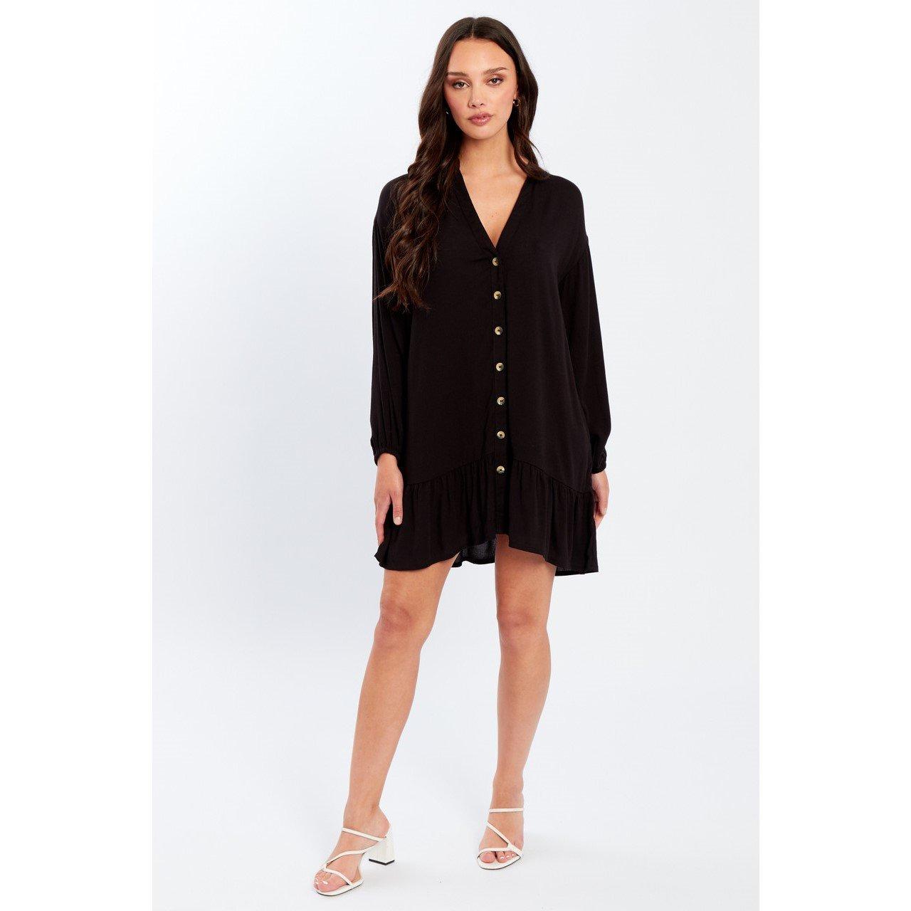 Black - Influence - Women's Smock Mini Dress - 1