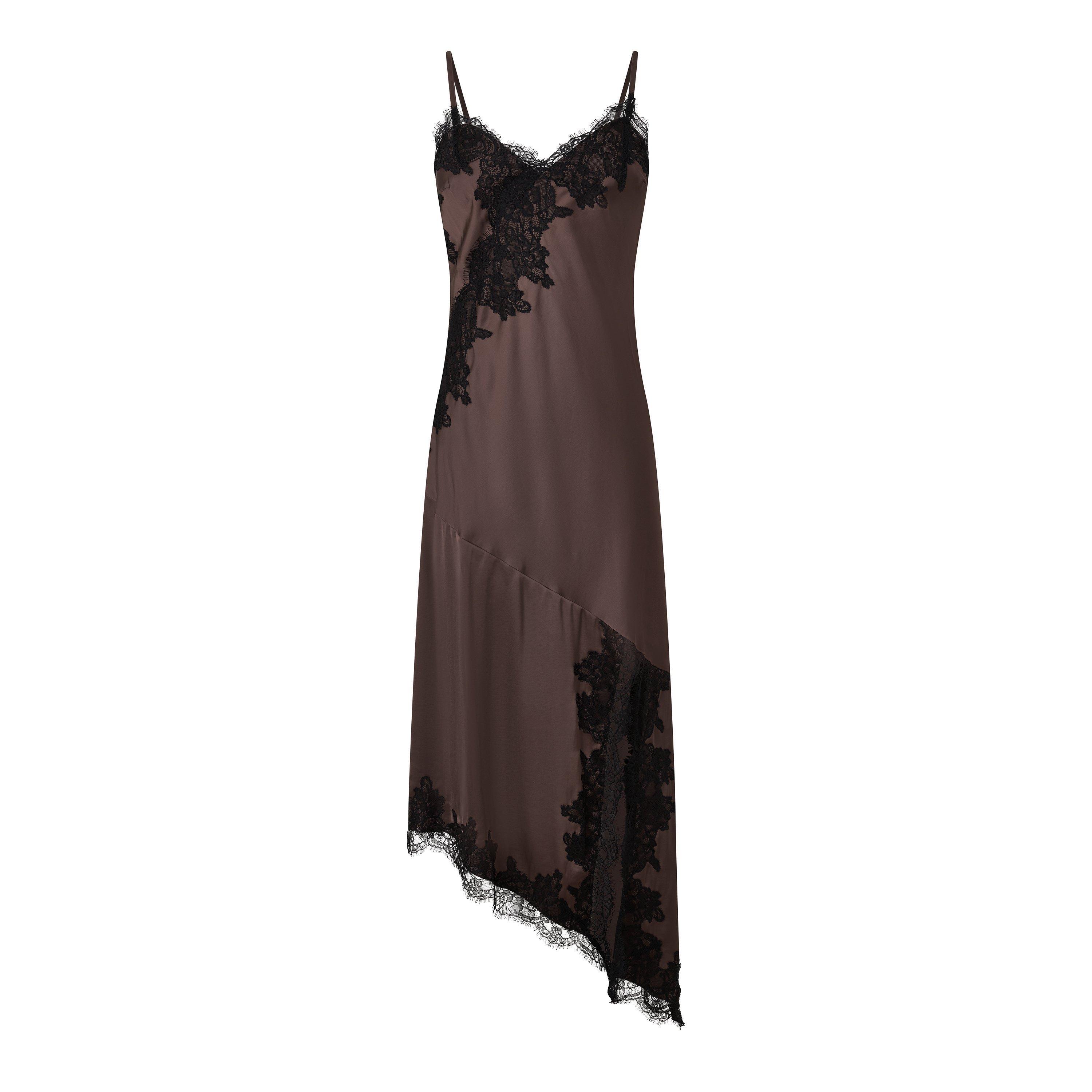Nobody's Child Women's Brown Lace Trim Satin Slip Dress - Image 3