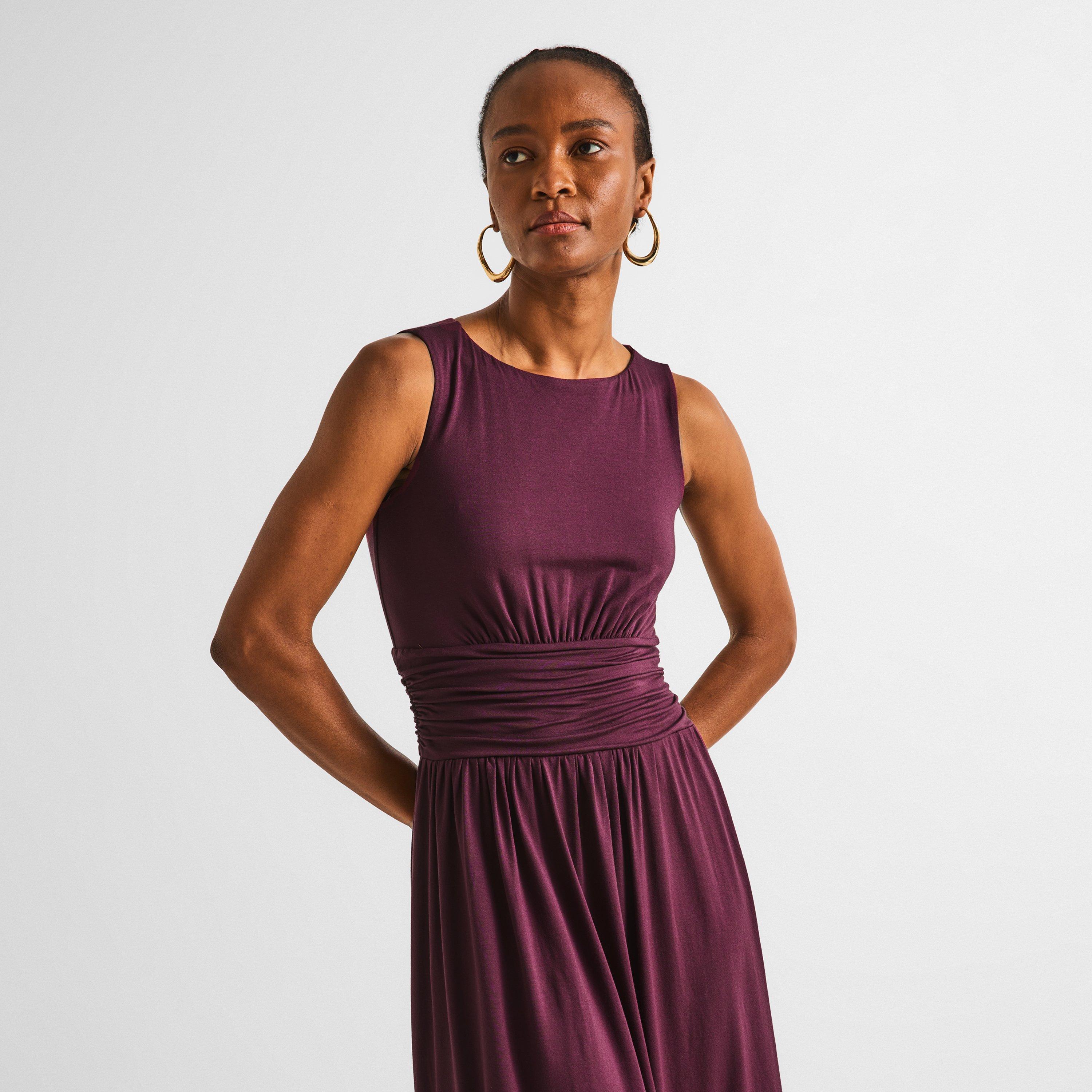 Brown - Nobodys Child - Women's Ayla Sleeveless Boat-Neck Midi Dress - 3