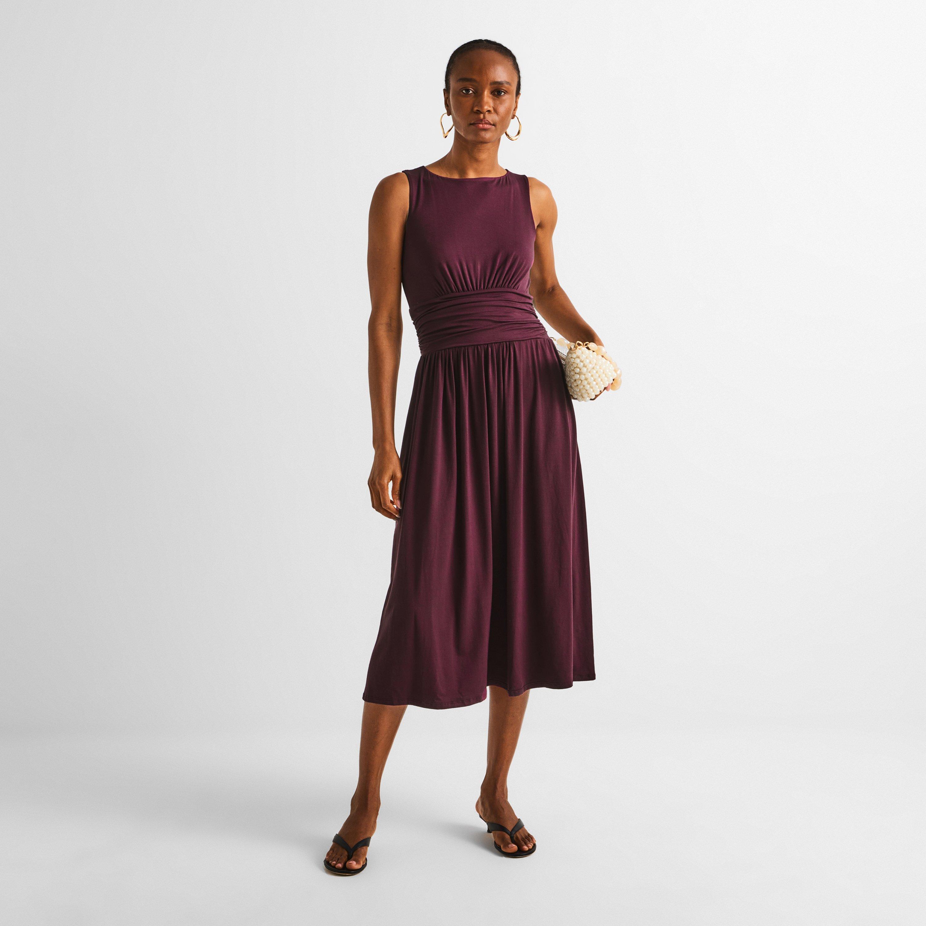 Brown - Nobodys Child - Women's Ayla Sleeveless Boat-Neck Midi Dress - 5