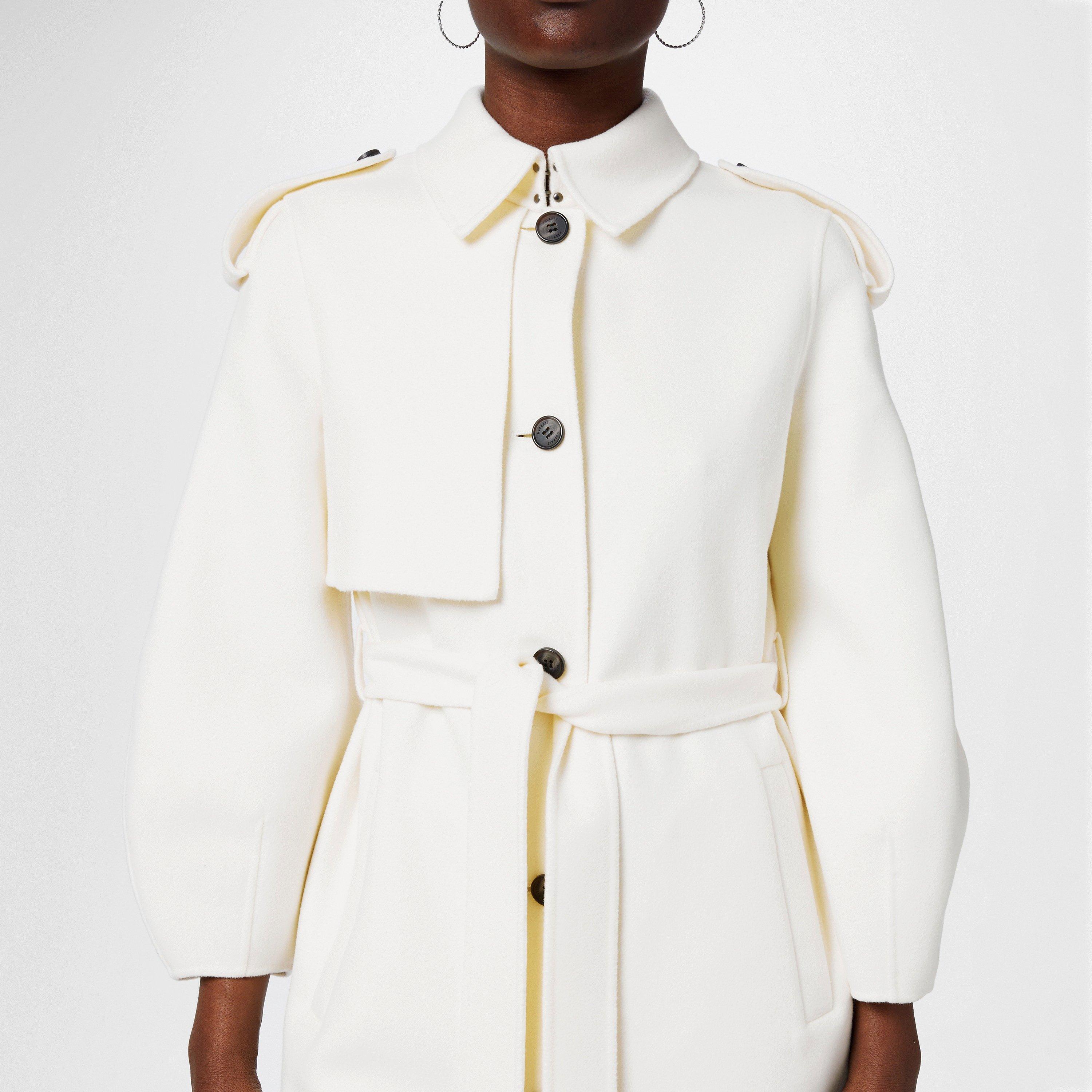 Cream - Mackage - Women's Ceyla Belted Wool Long Sleeve Oversized Fit Trench Coat - 3