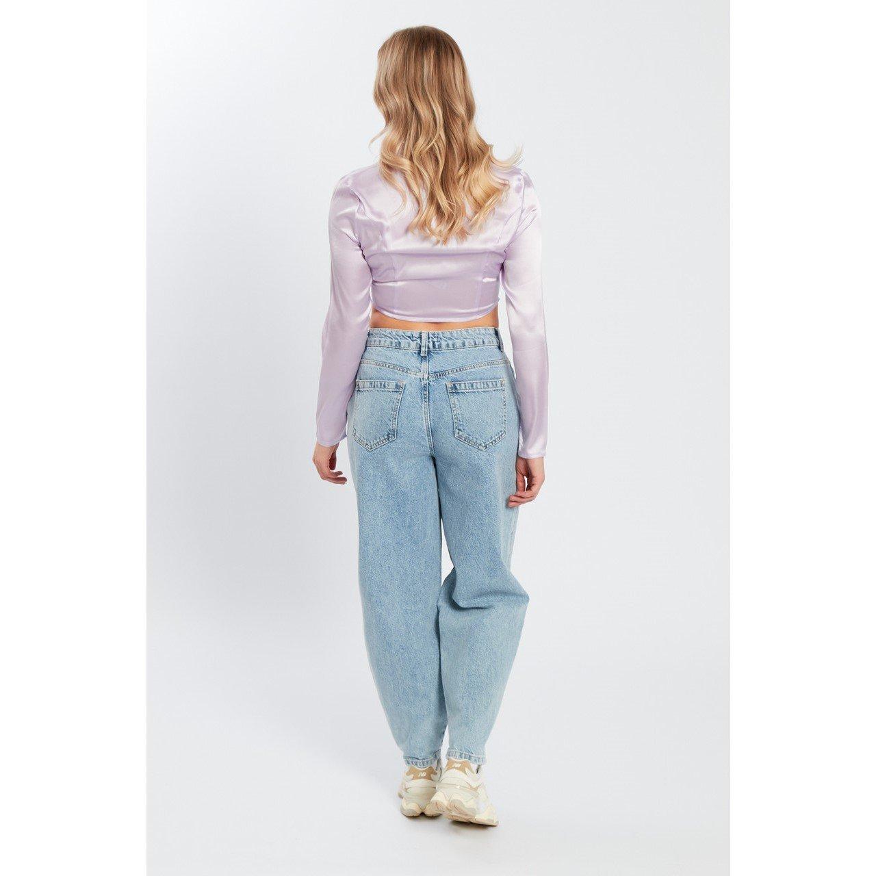 Ljubičasta. - Influence - Satin Short-Sleeve Plain Shirt - 2