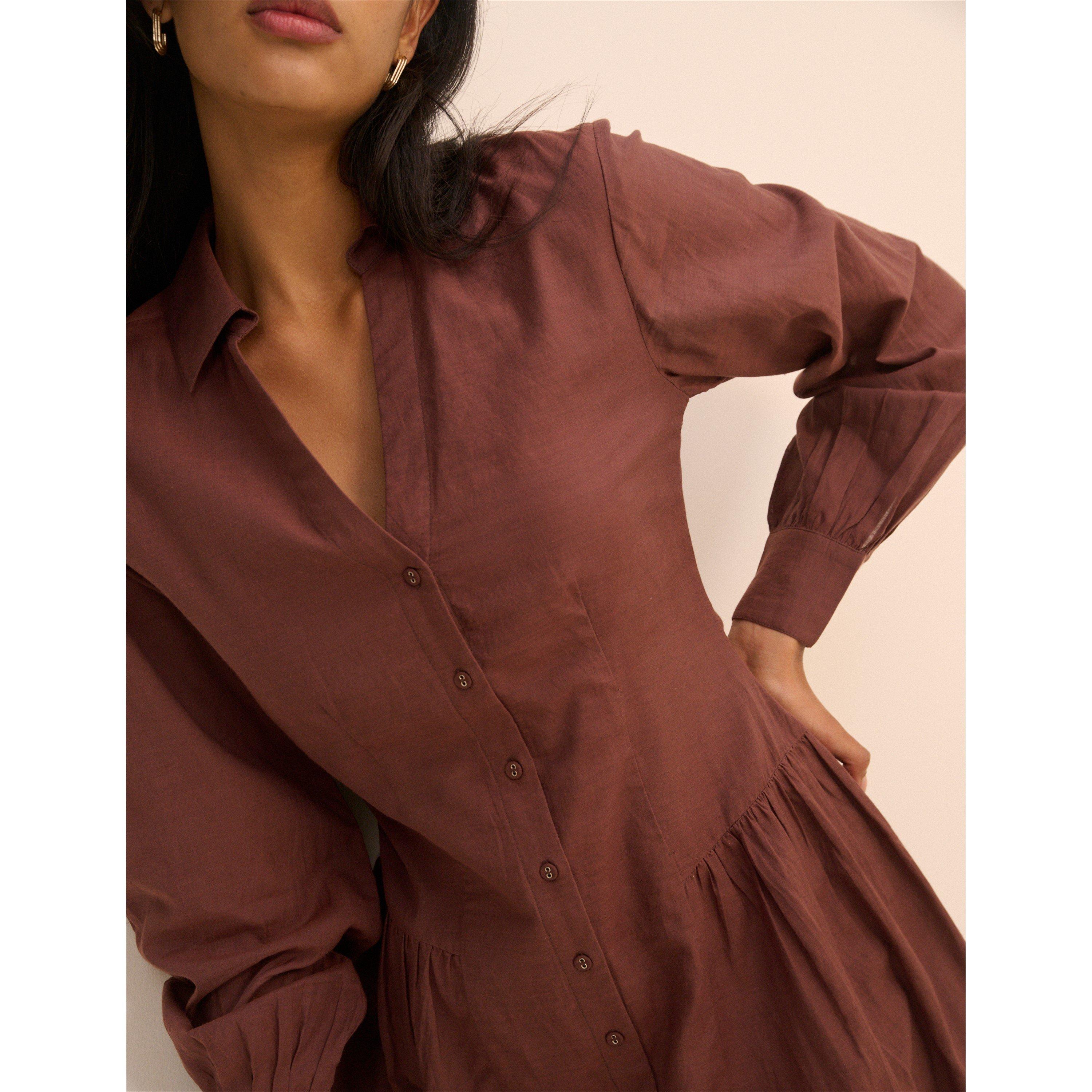 Brown - Nobodys Child - Women's Roen Mini Cotton Shirt Dress - 5