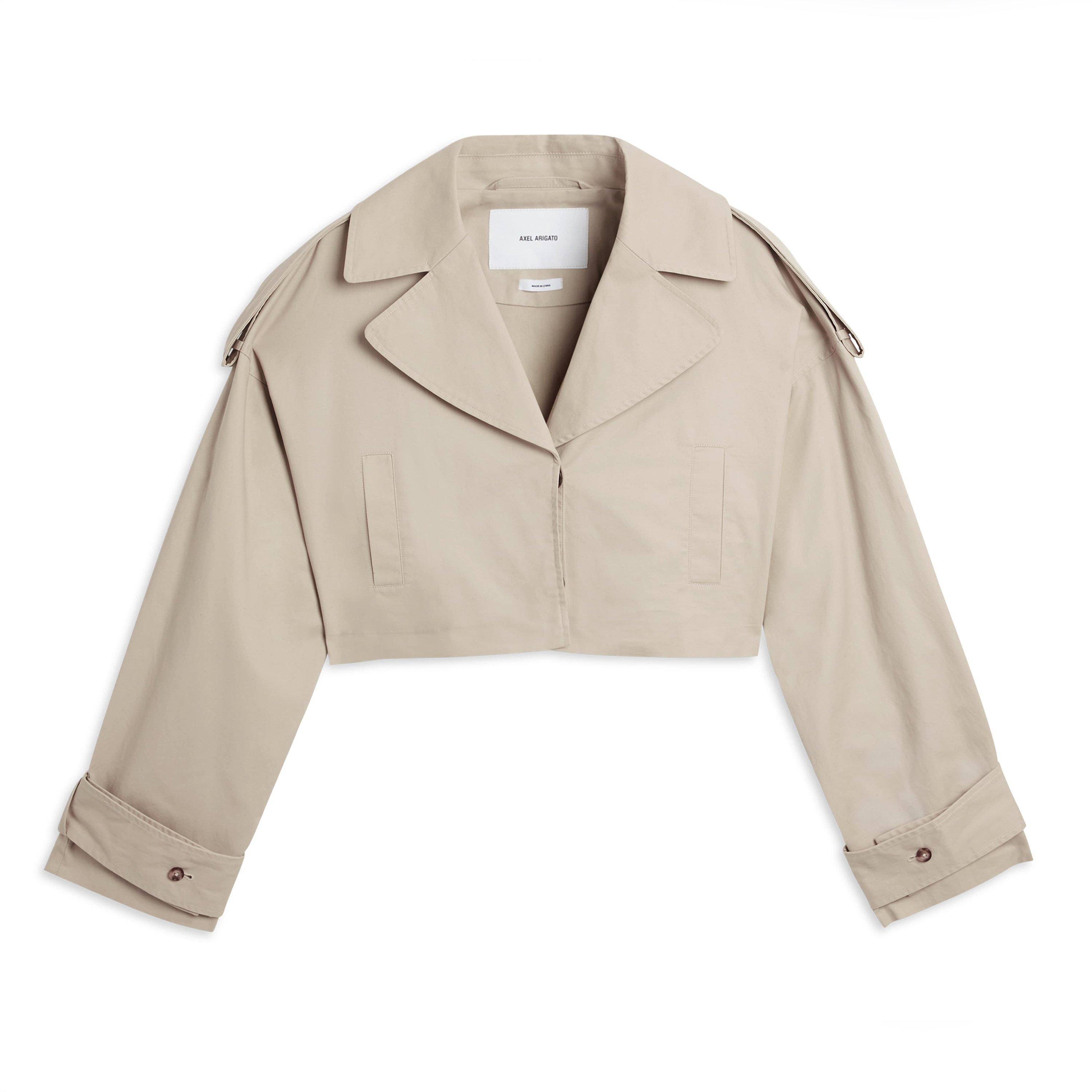 Pale Beige - Axel Arigato - Women's Gaia Water-Repellent Cotton Cropped Long Sleeve Trench Coat - 5