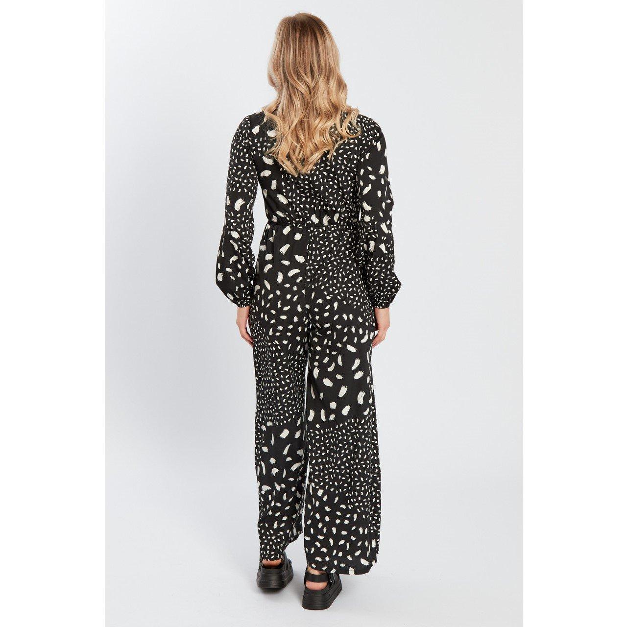 Black/White - Influence - V-Neck Jumpsuit - 2