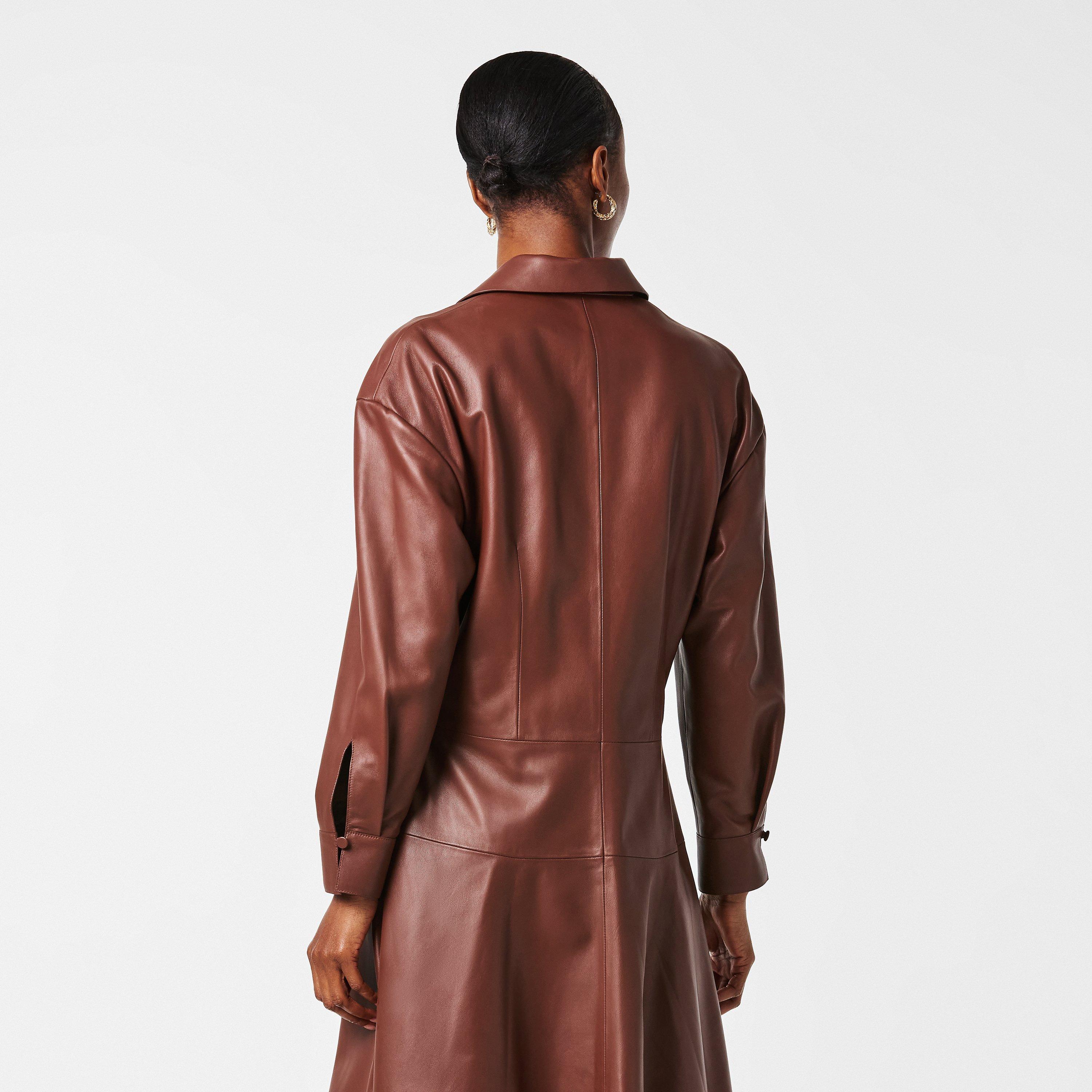 Tobacco - Fendi - Women's Leather A Line Dress - 4