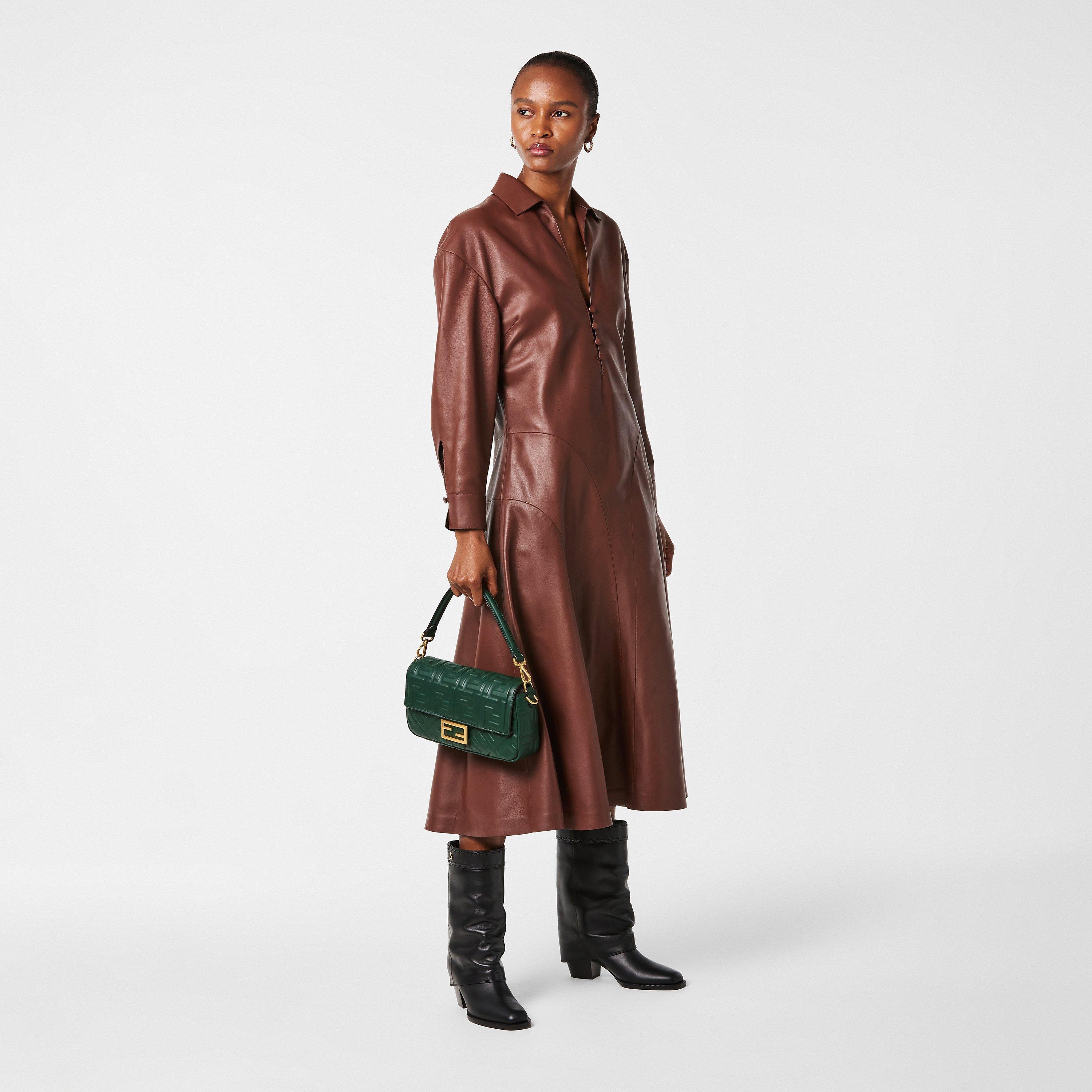 Tobacco - Fendi - Women's Leather A Line Dress - 6