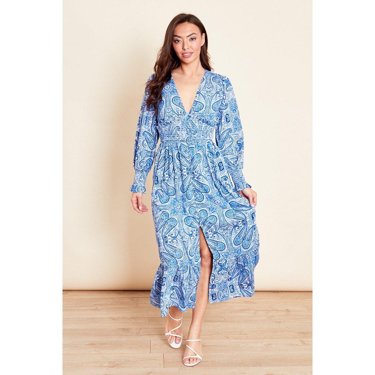 Blue - Violet Romance - Women's Vrom Shirred Maxi Dress - 1