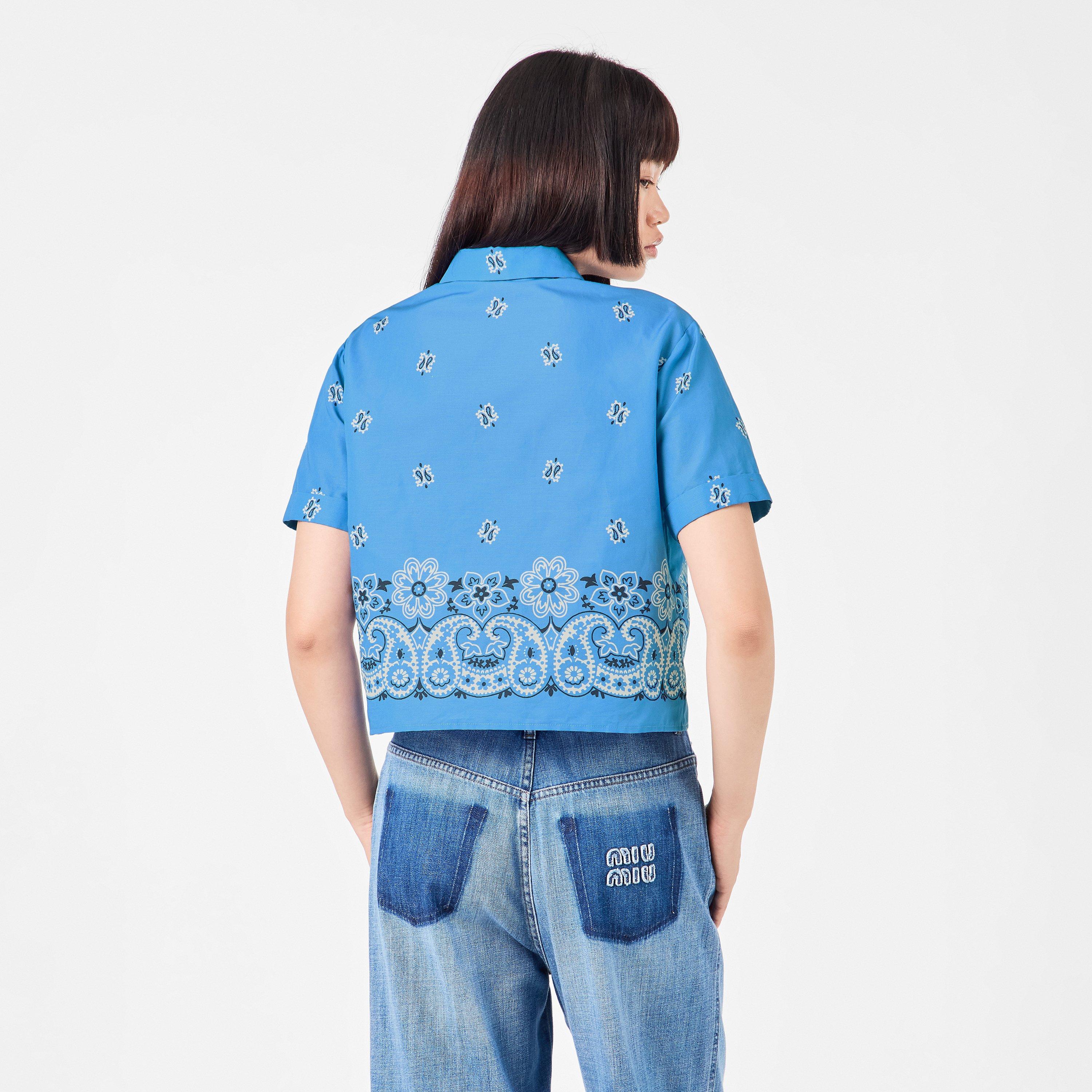 Azzurro+ - Miu Miu - Women's Bandana Short Sleeve Patterned Shirt - 4
