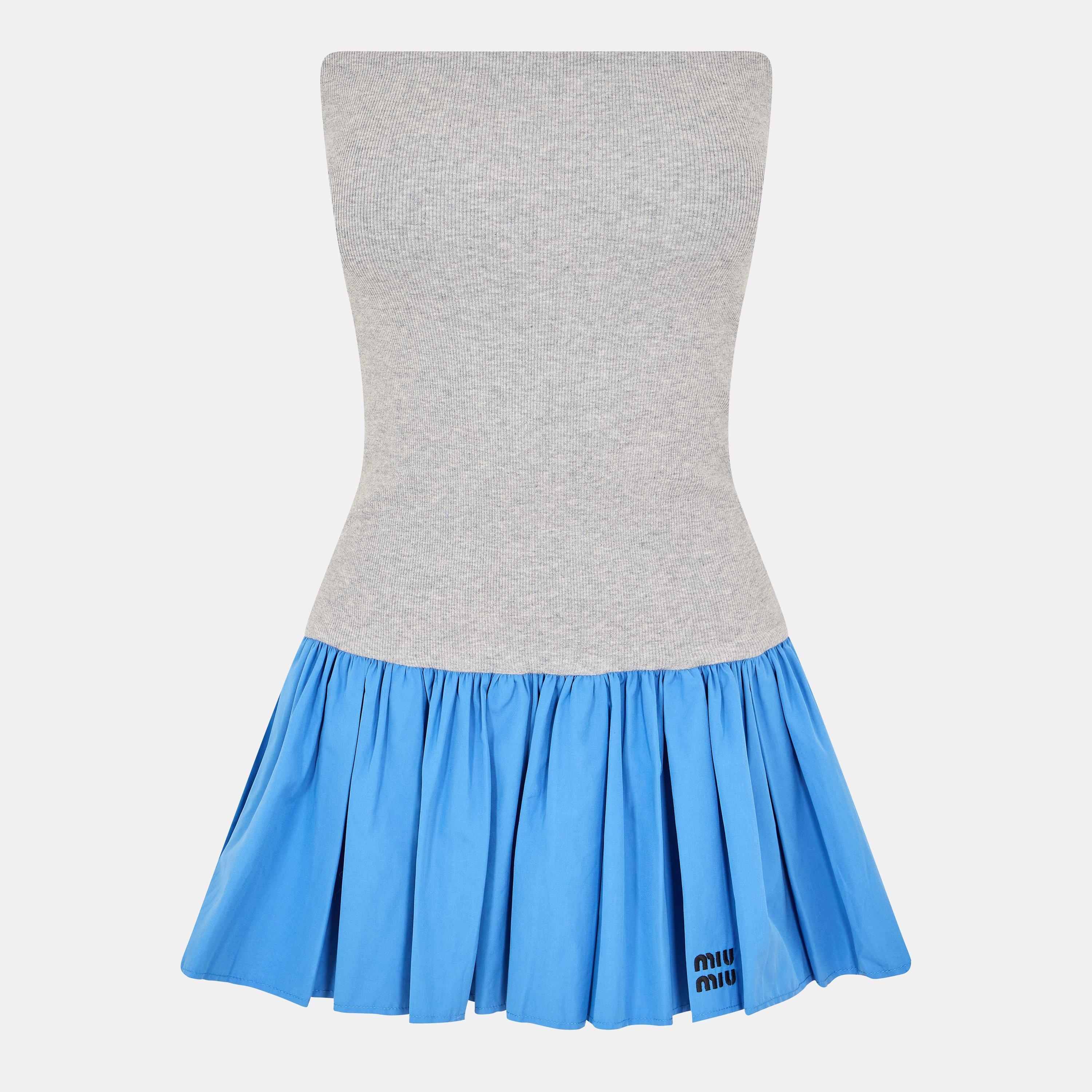 Grigio - Miu Miu - Women's Pleated Mini Dress - 1