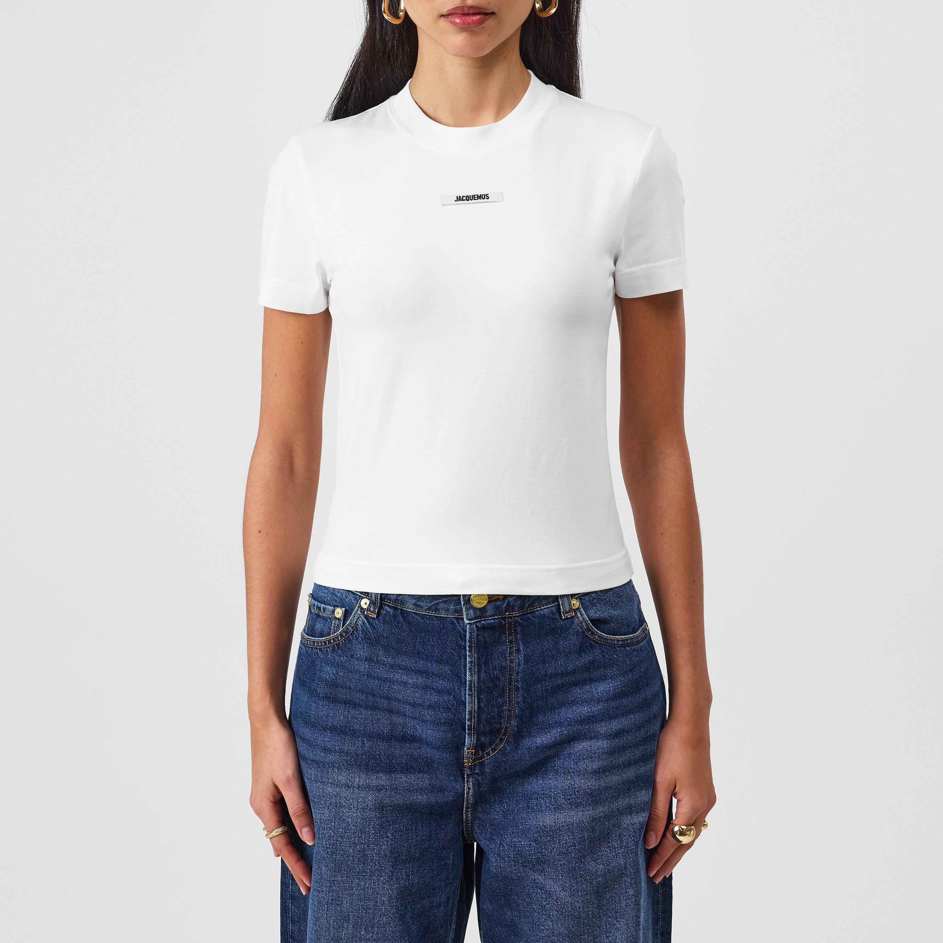 White - Jacquemus - Women's Logo Cotton Le T-Shirt Gros Grain - 3