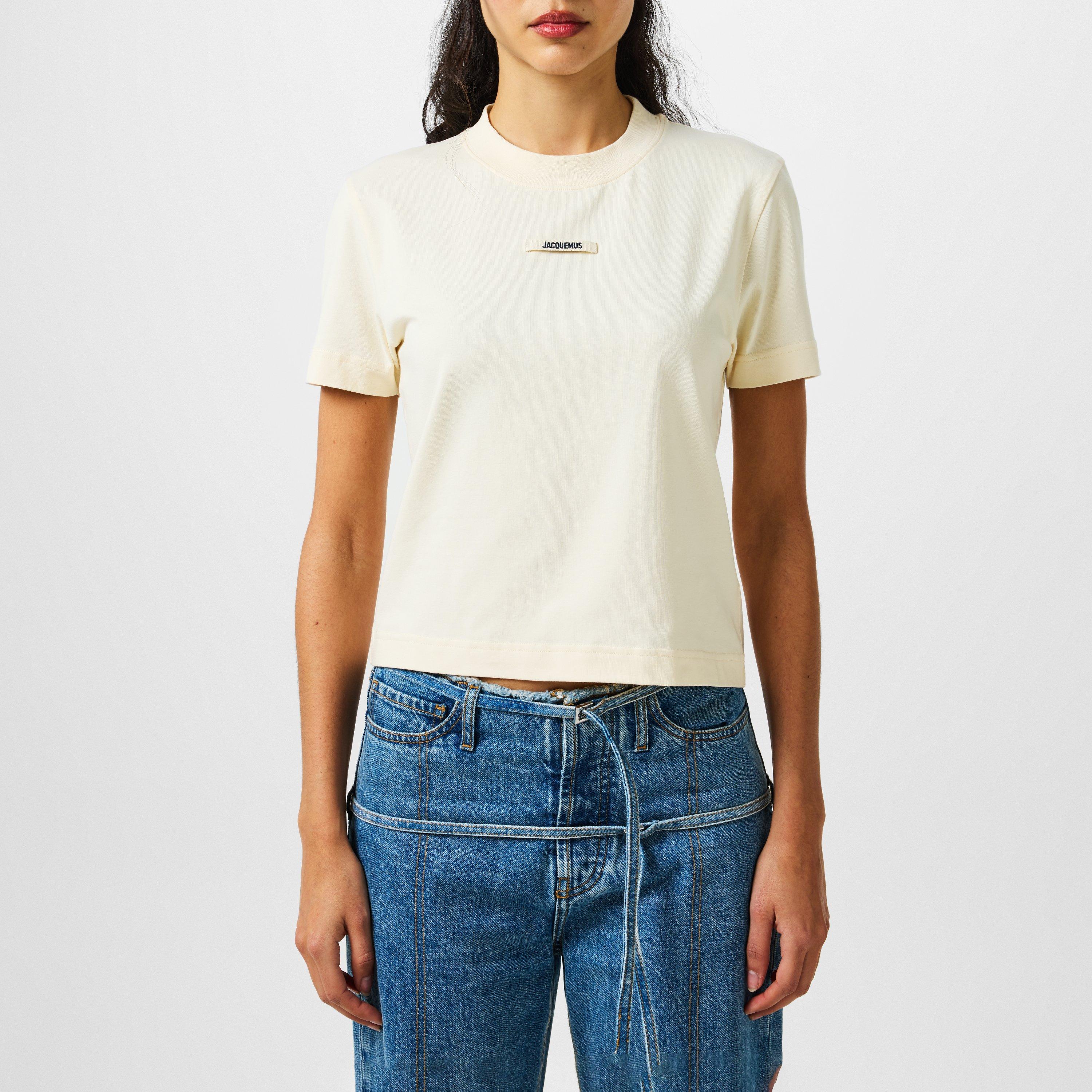 Light Beige 130 - Jacquemus - Women's Logo Cotton Le T-Shirt Gros Grain - 3