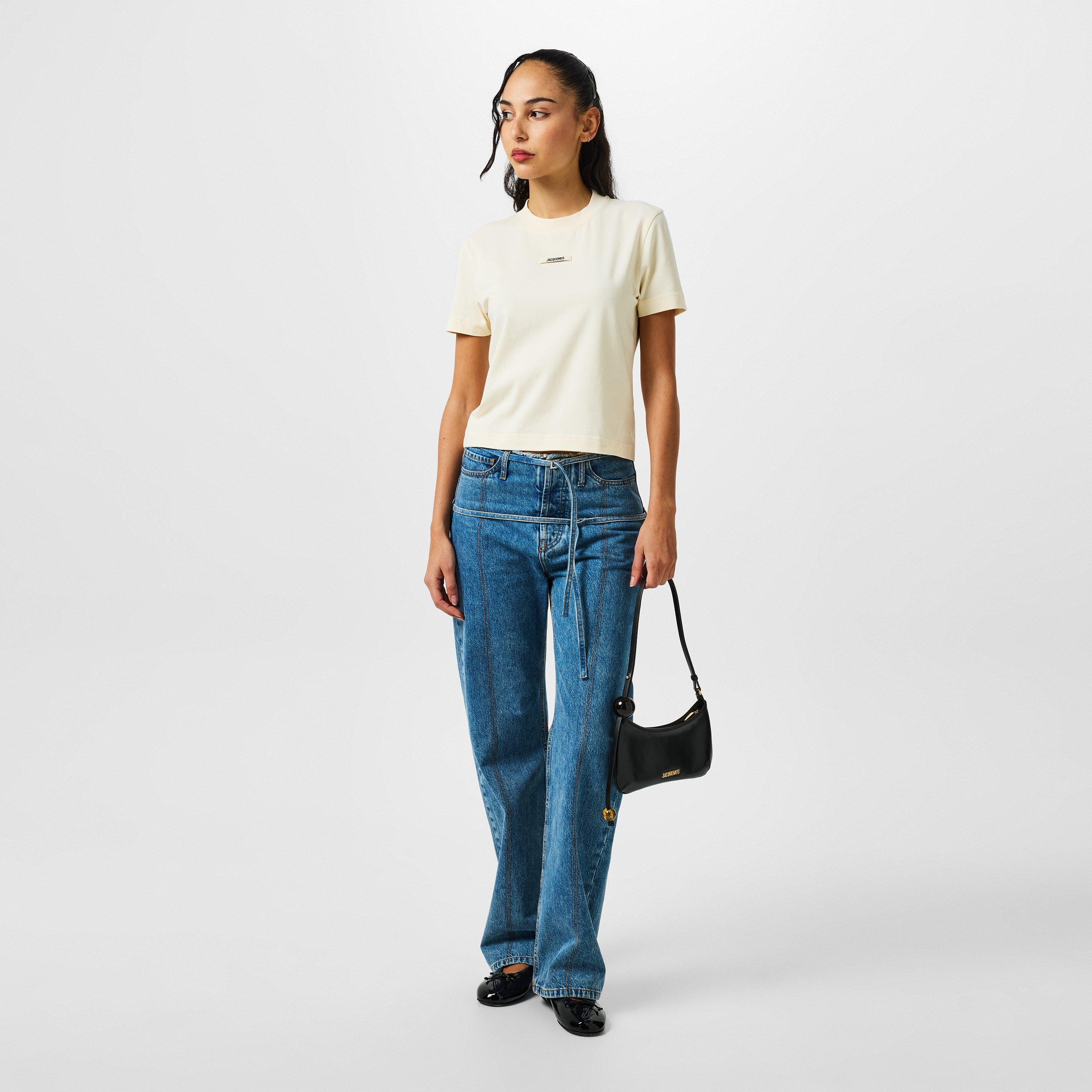 Light Beige 130 - Jacquemus - Women's Logo Cotton Le T-Shirt Gros Grain - 6