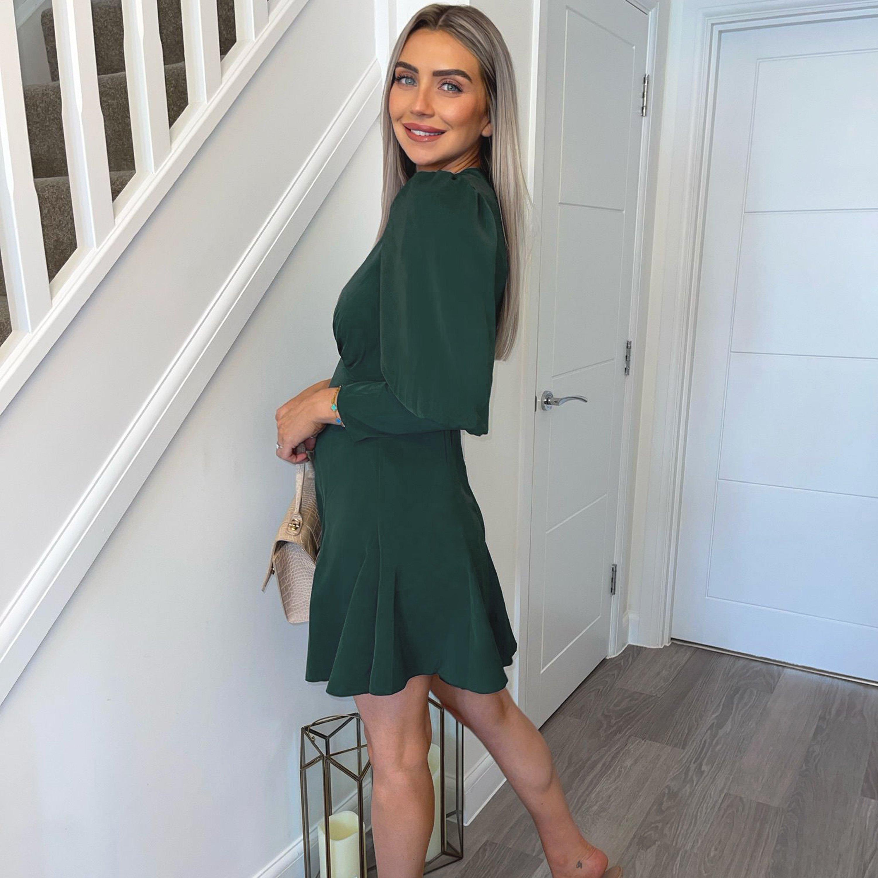 Teal - AX Paris - Long Sleeve Skater Dress - 4