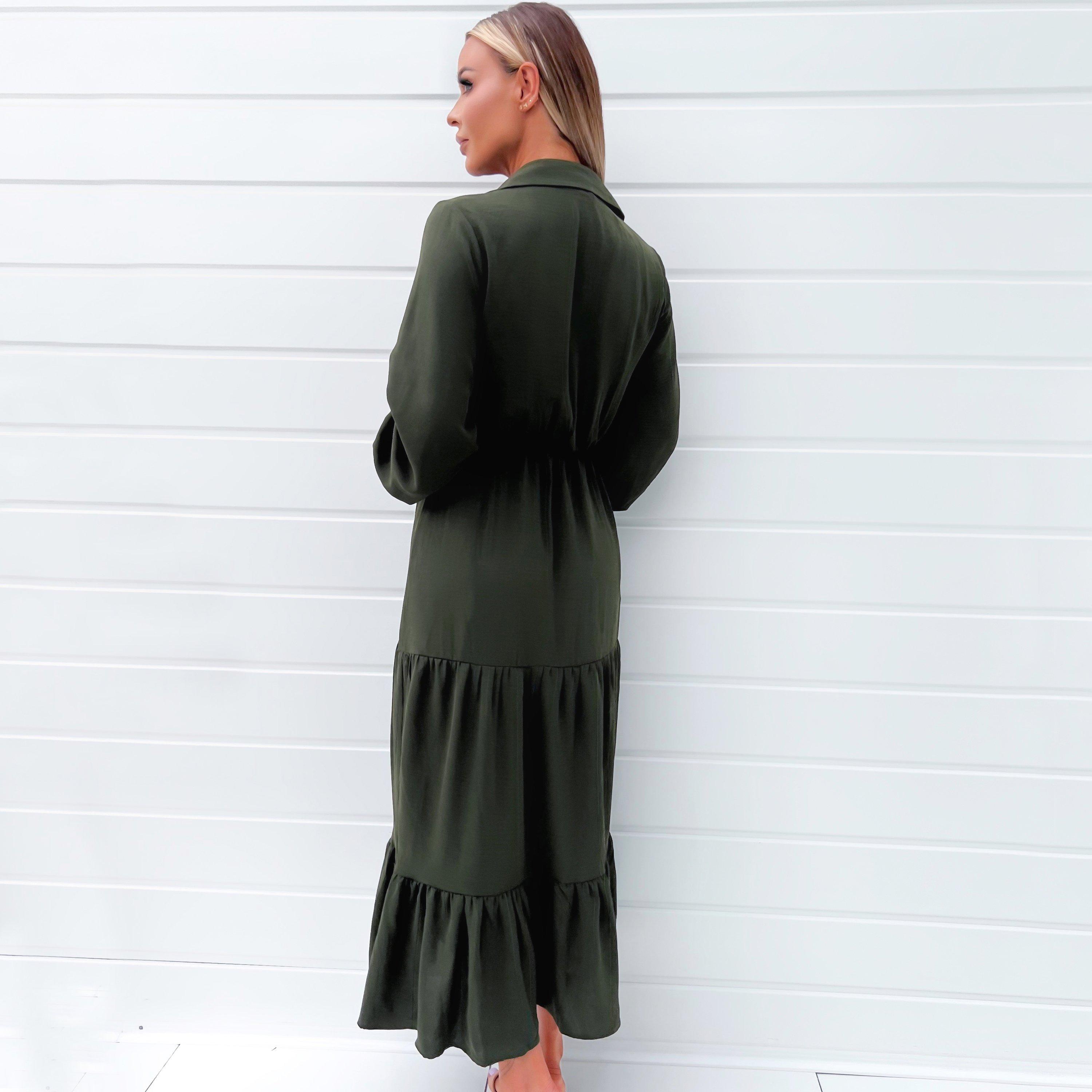 Olive - AX Paris - Sleeve Wrap Top Smock Midi Dress - 2