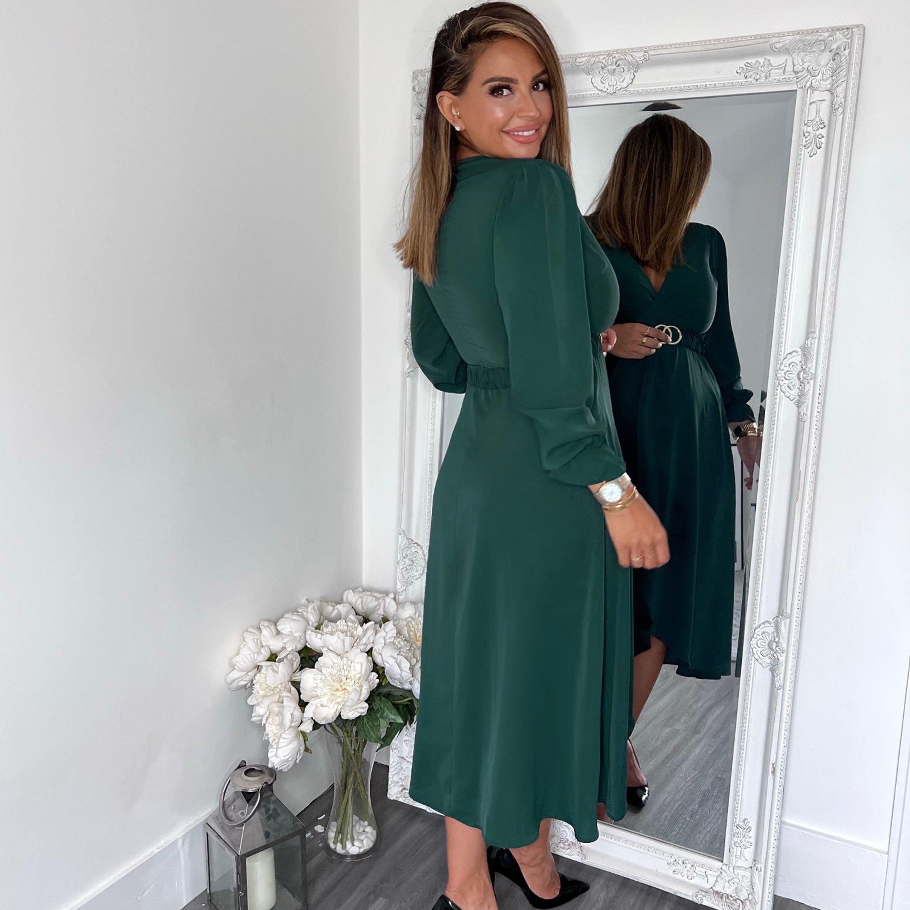 Teal - AX Paris - Sleeve Belted Midi Dress - 2